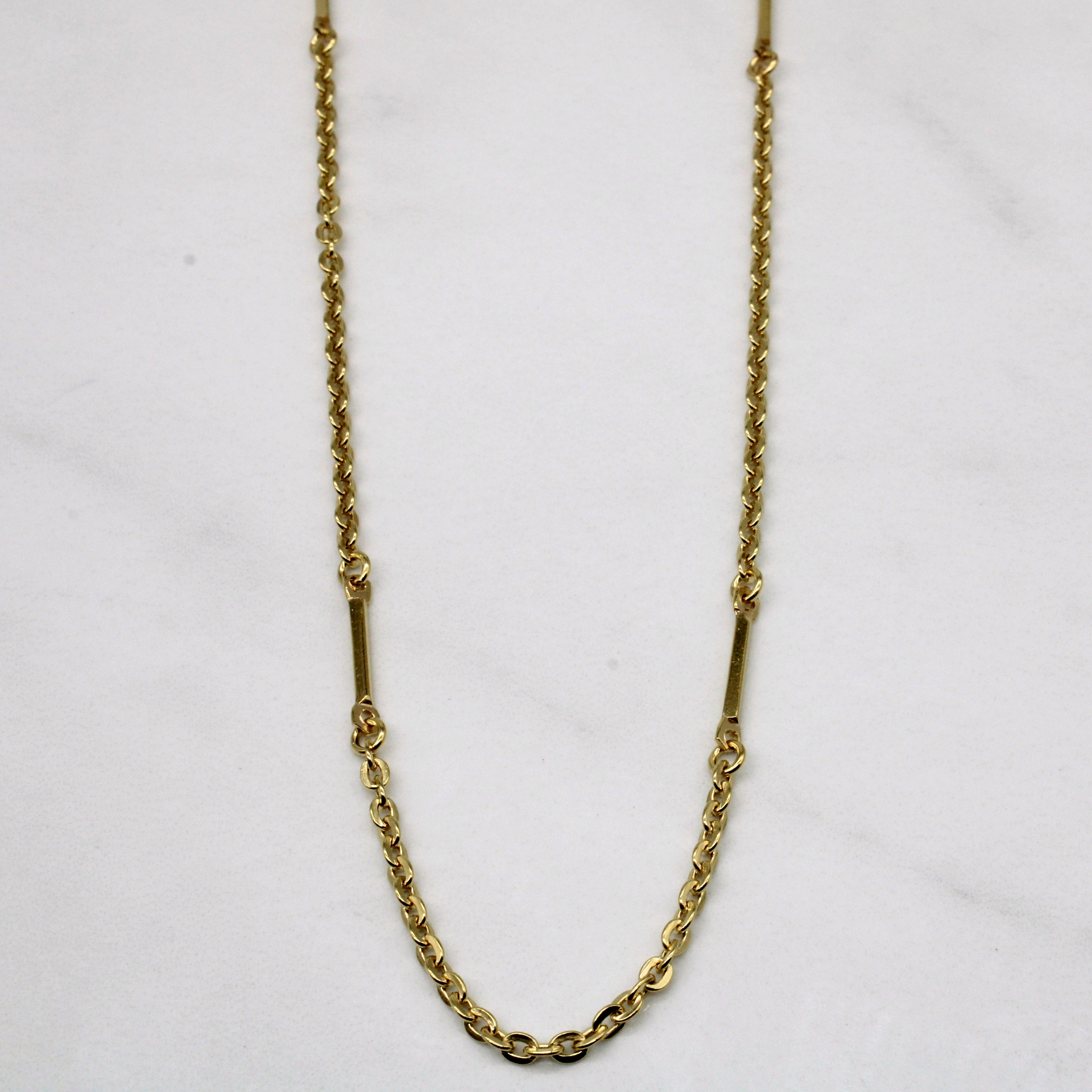18k Yellow Gold Cable Bar Chain | 24" |