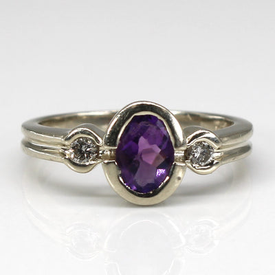 Semi Bezel Amethyst & Diamond Ring | 0.75ct | 0.10ctw | SZ 7 |
