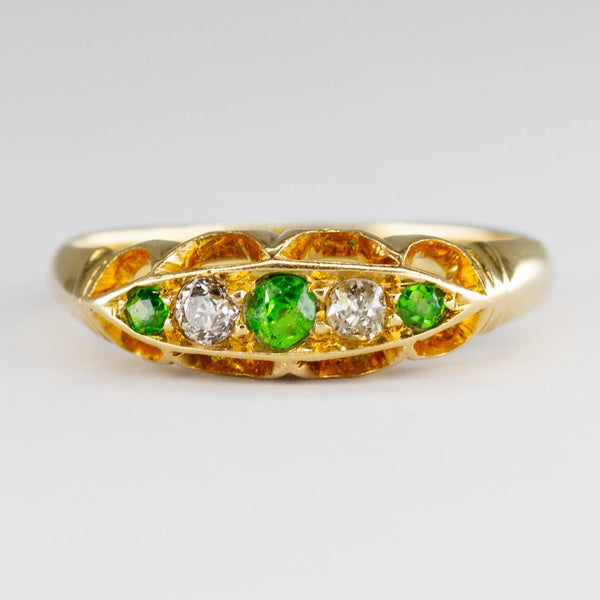 Victorian 1883 18k Demantoid Garnet and Diamond Ring | 0.24ctw | SZ 7