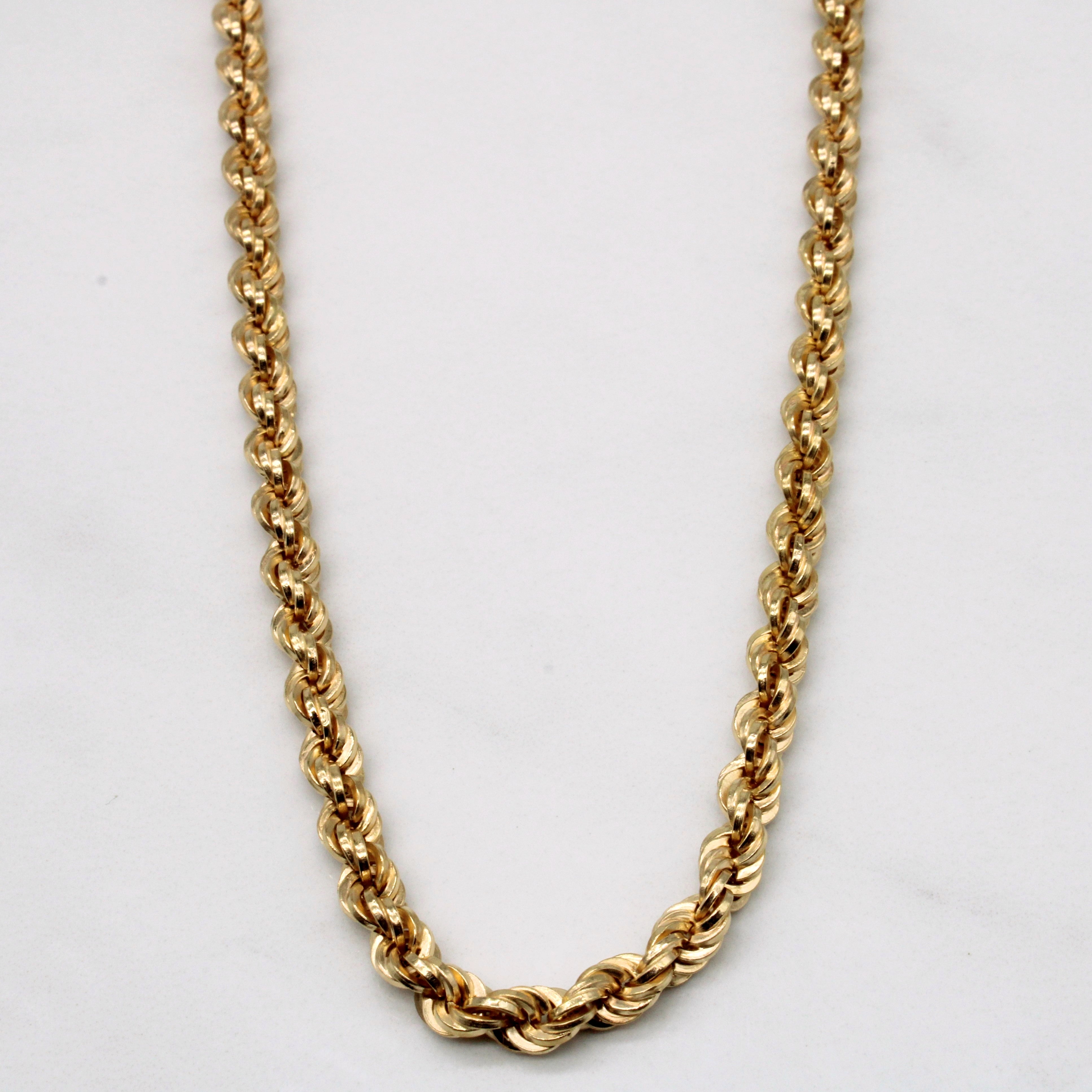 Vintage Italian 18k Yellow Gold Rope Chain | 20" |
