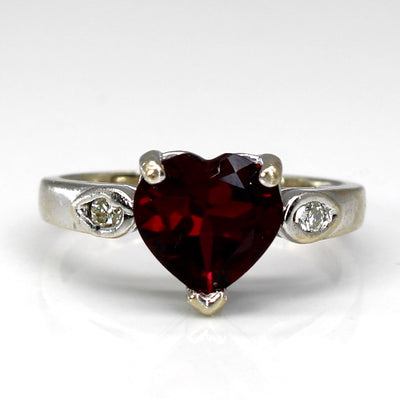 Three Stone Garnet & Diamond Ring | 2.25ct | 0.06ctw | SZ 5 |