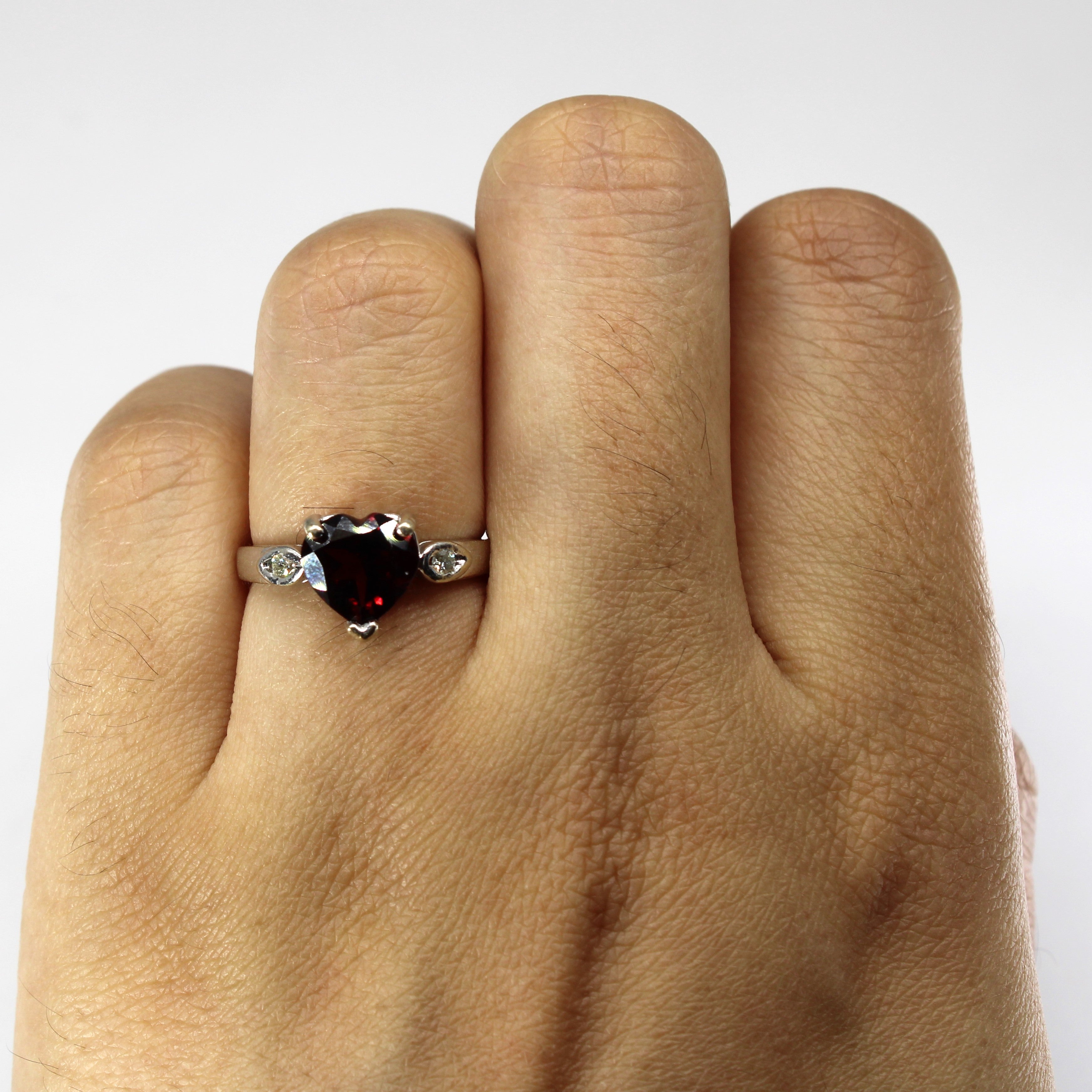 Three Stone Garnet & Diamond Ring | 2.25ct | 0.06ctw | SZ 5 |