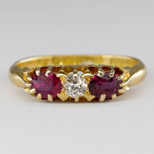 Edwardian 1904 18k Gold Ruby and Diamond Ring  | 0.67ctw | SZ 6.5