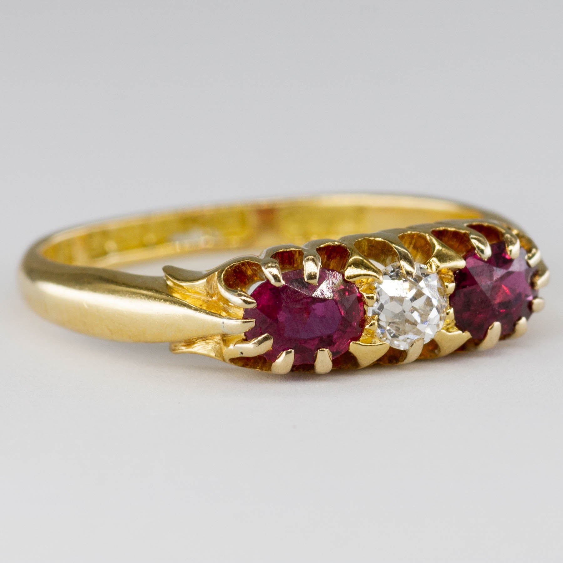Edwardian 1904 18k Gold Ruby and Diamond Ring  | 0.67ctw | SZ 6.5