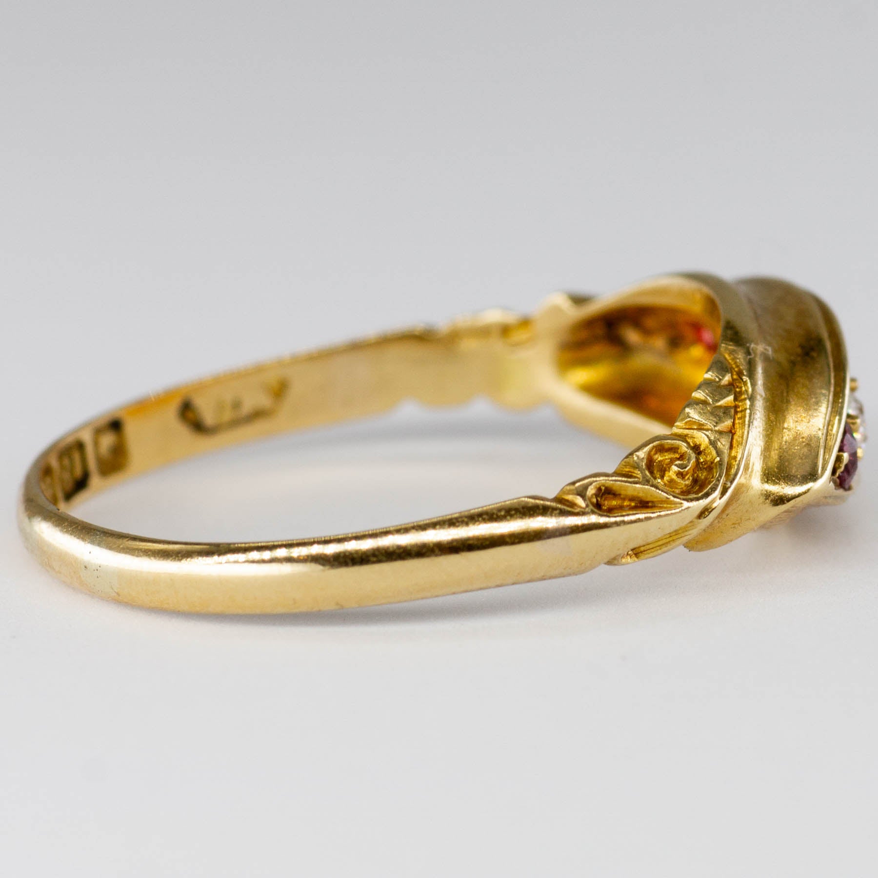 Edwardian 1905 18k Gold Ruby and Diamond Ring  | 0.38ctw | SZ 8.25
