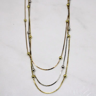 18k Tri Tone Gold Tiered Necklace | 16