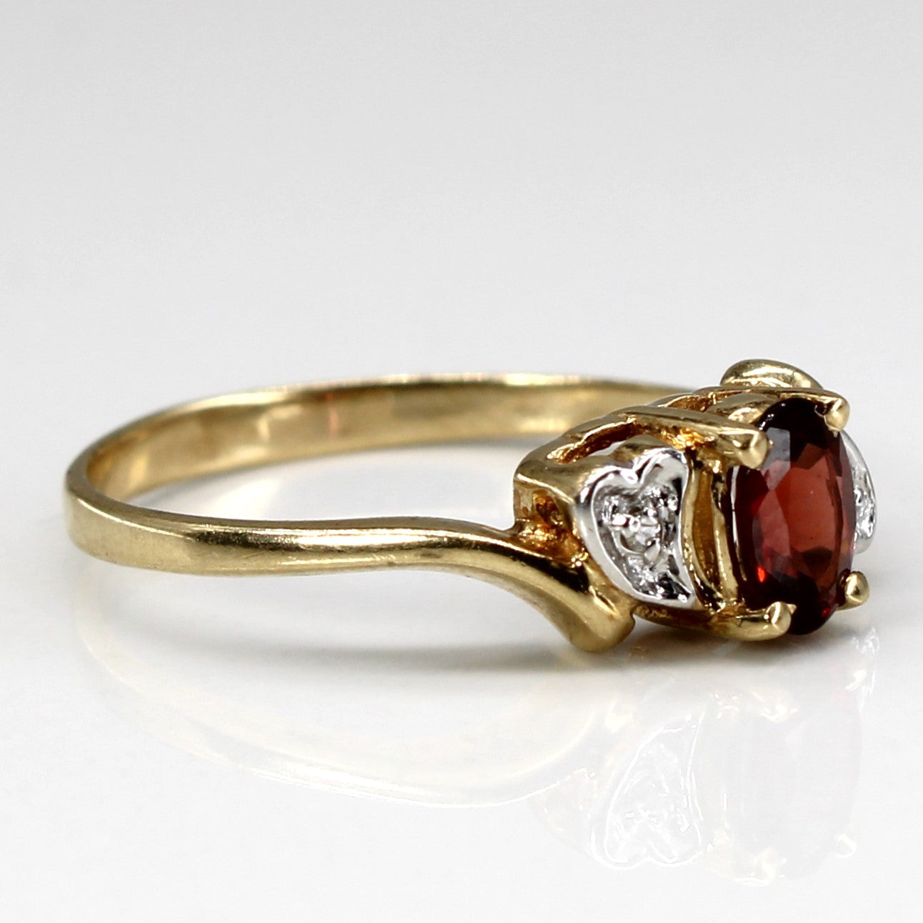 Garnet & Diamond Bypass Gold Ring | 0.54ct | 0.01ctw | SZ 6.75 |