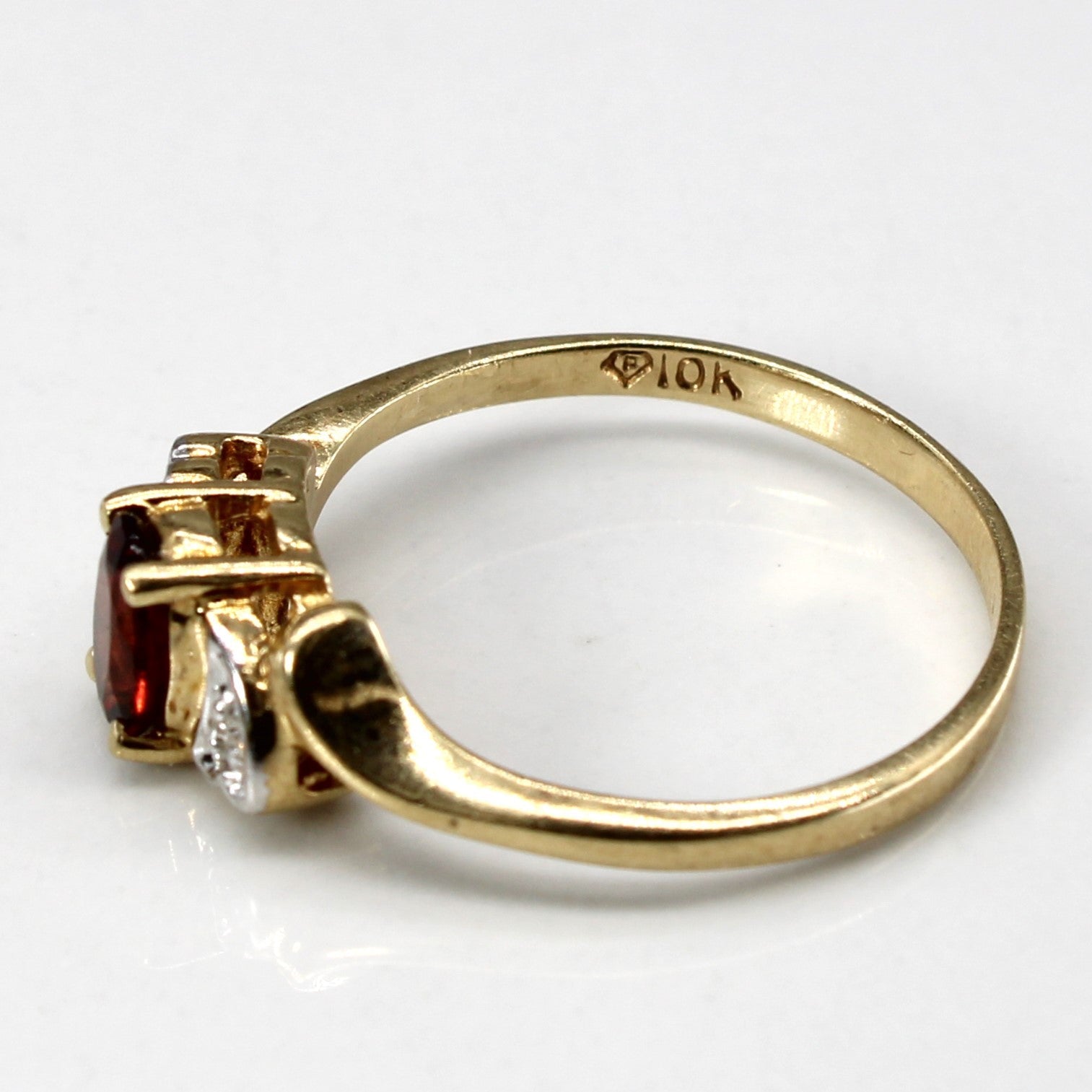 Garnet & Diamond Bypass Gold Ring | 0.54ct | 0.01ctw | SZ 6.75 |