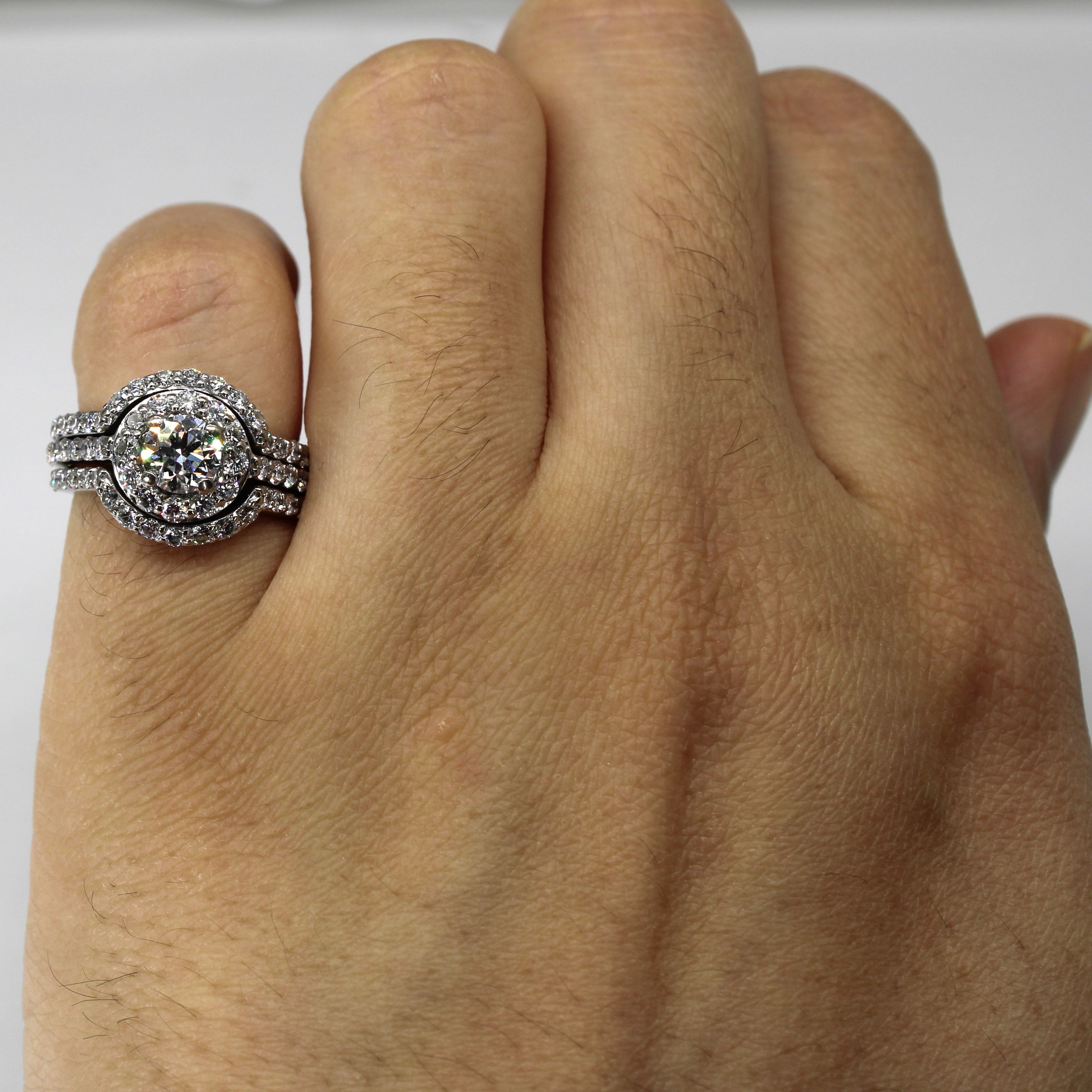 Halo Canadian Diamond Engagement Ring Set | 1.78ctw SI1 F/G | SZ 4 |