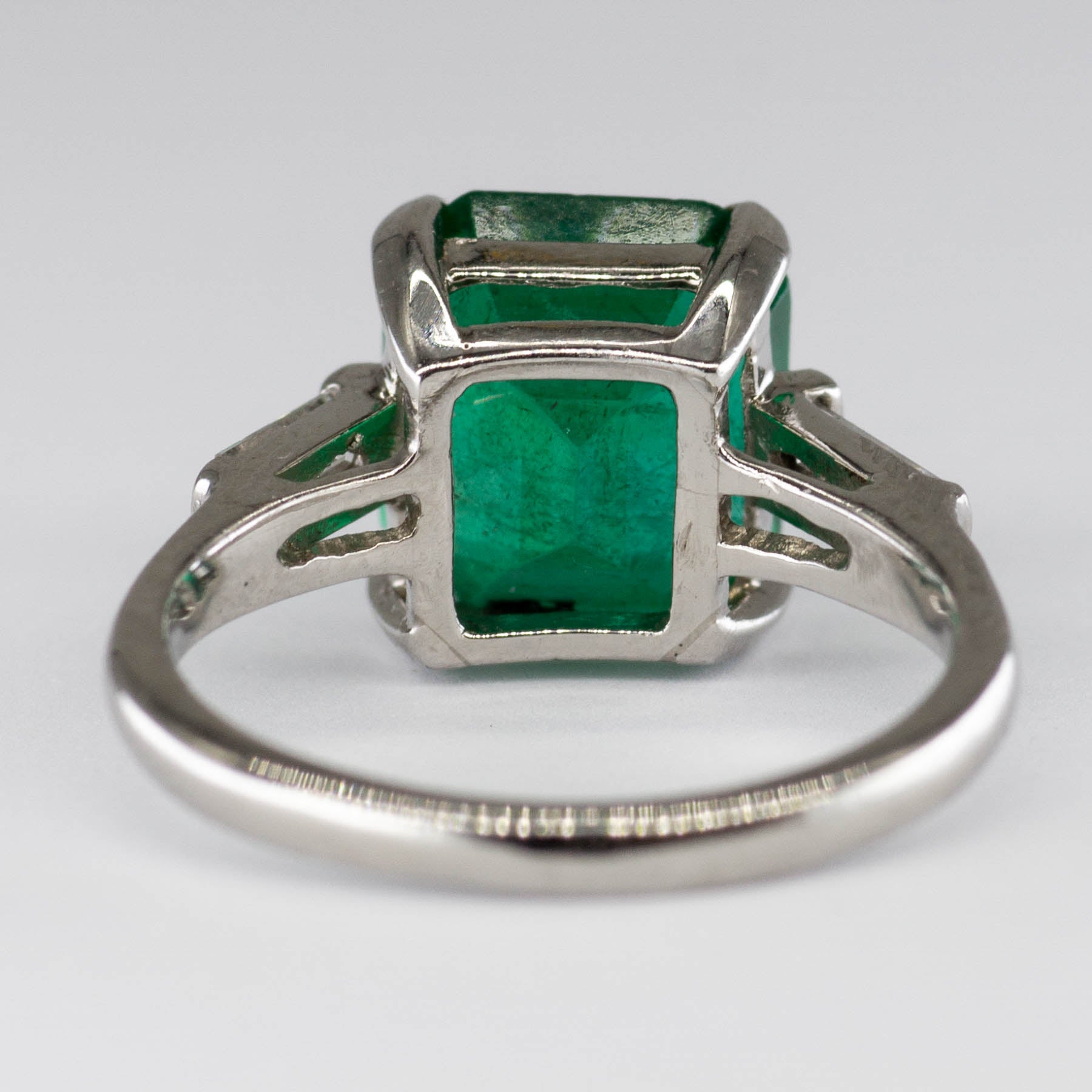 Vintage Platinum Emerald and Diamond Ring| 3.03ct | SZ 4.25
