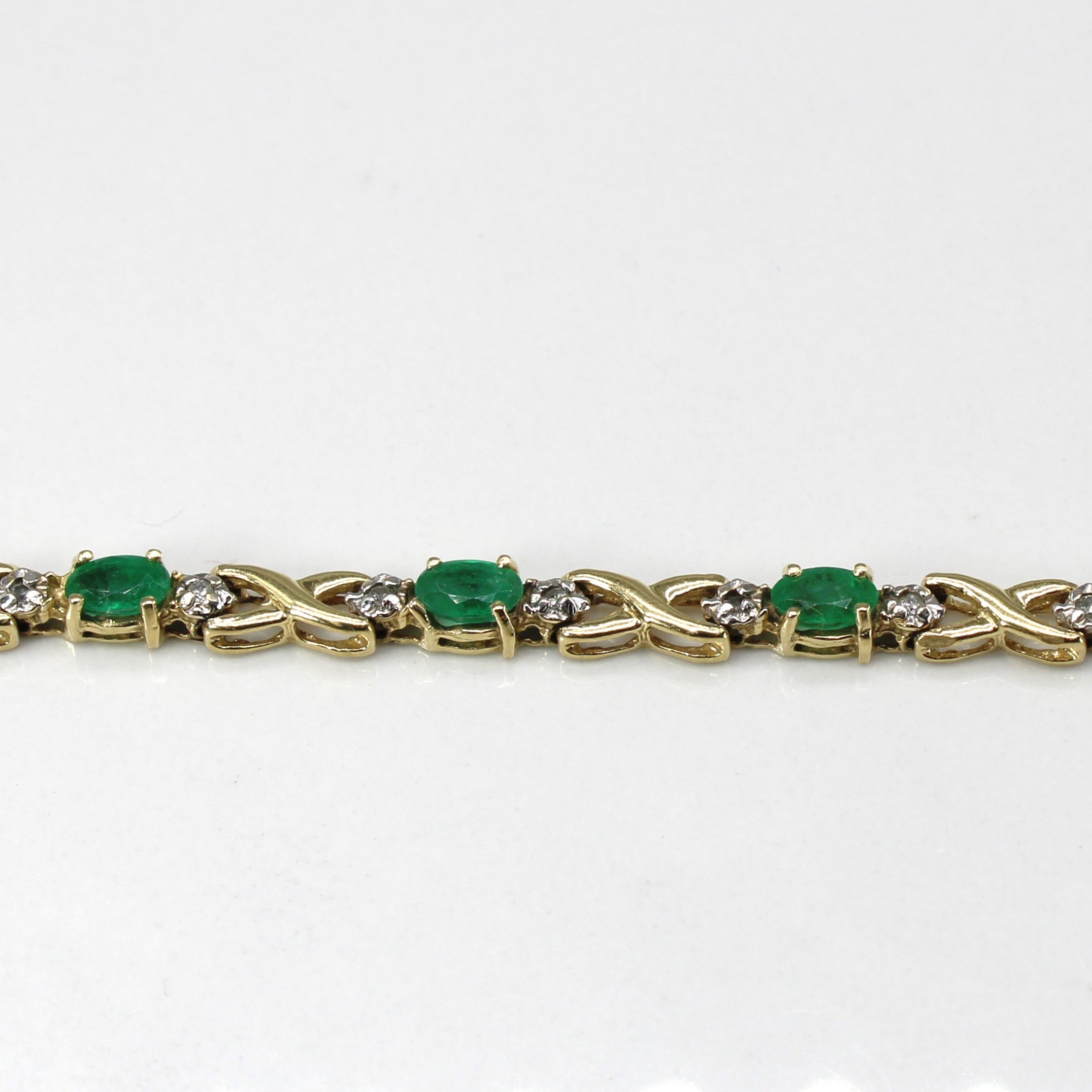 Emerald & Diamond Chain Bracelet | 7"|