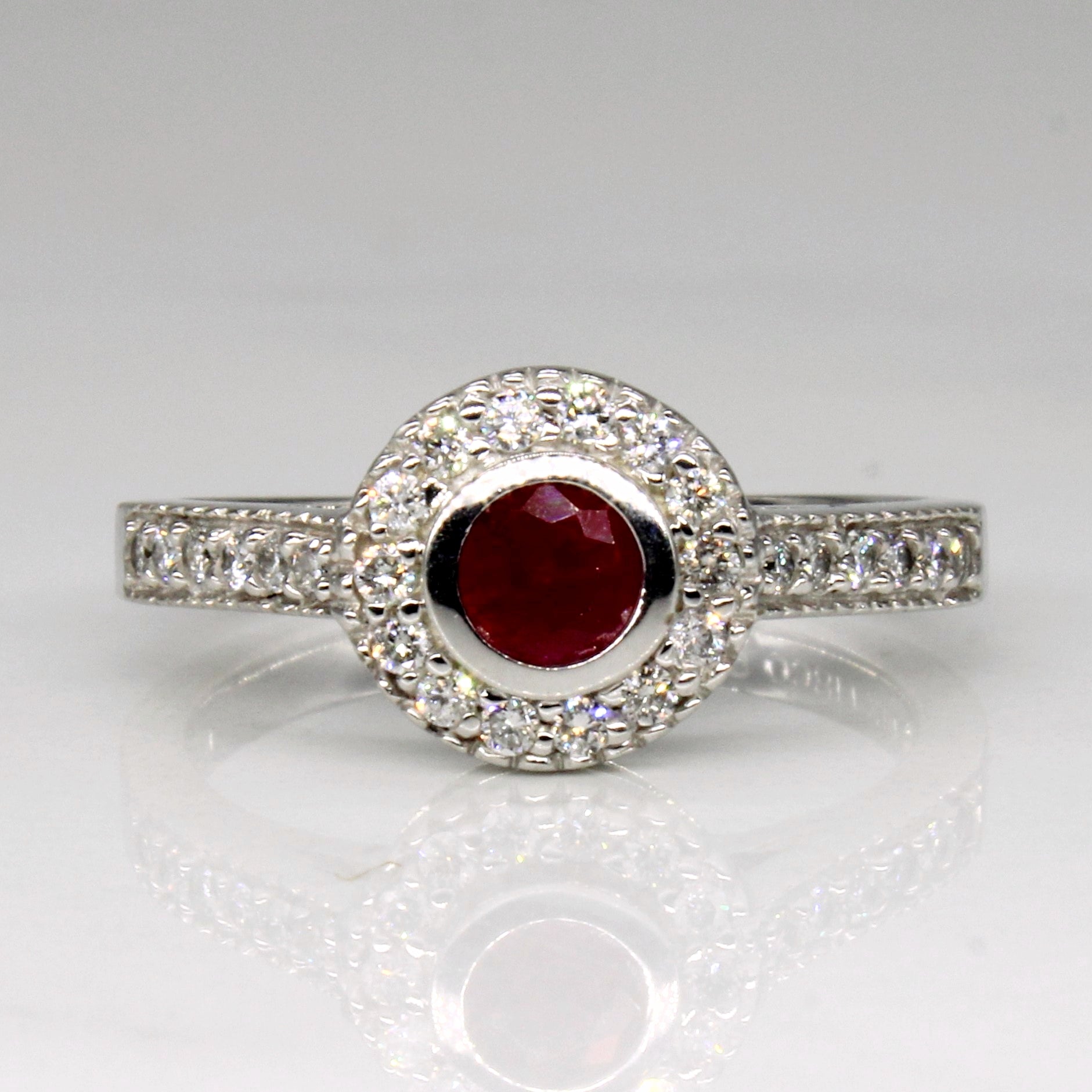 Ruby & Diamond Halo Set Ring | 0.27ct, 0.20ctw | SZ 6.5 |