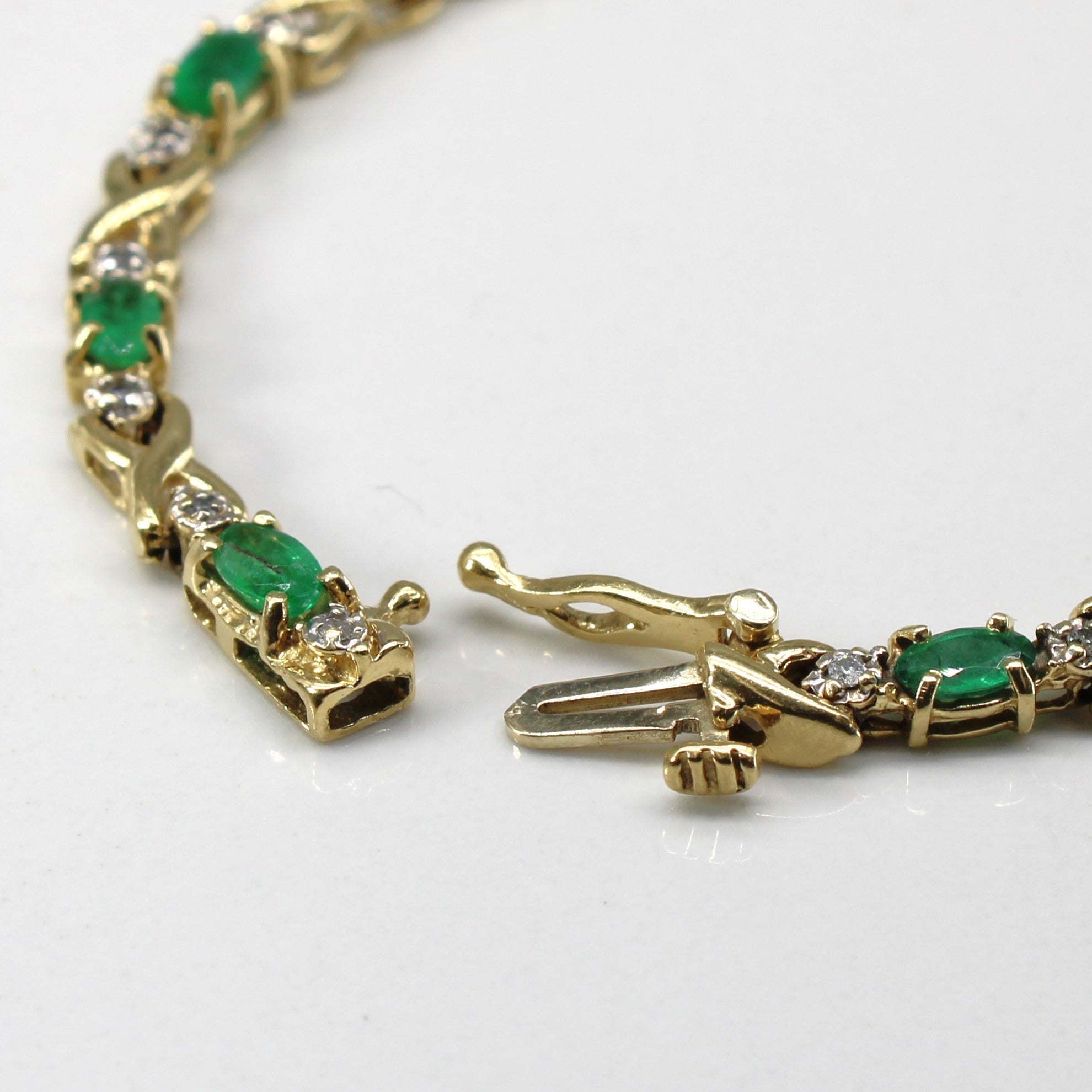 Emerald & Diamond Chain Bracelet | 7"|