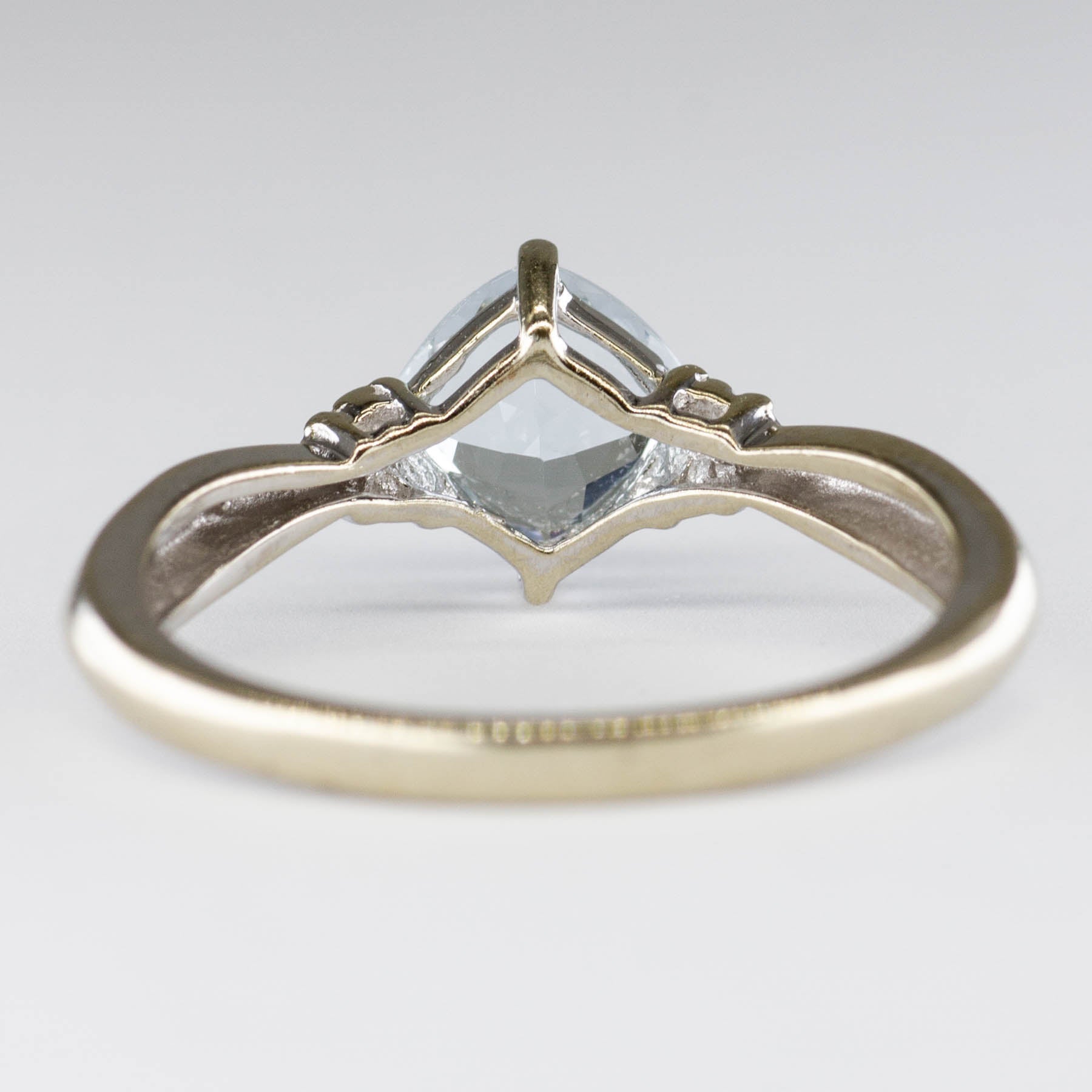 14k White Gold Cushion Aquamarine and Diamond Ring  |0.57ct |SZ 6.5