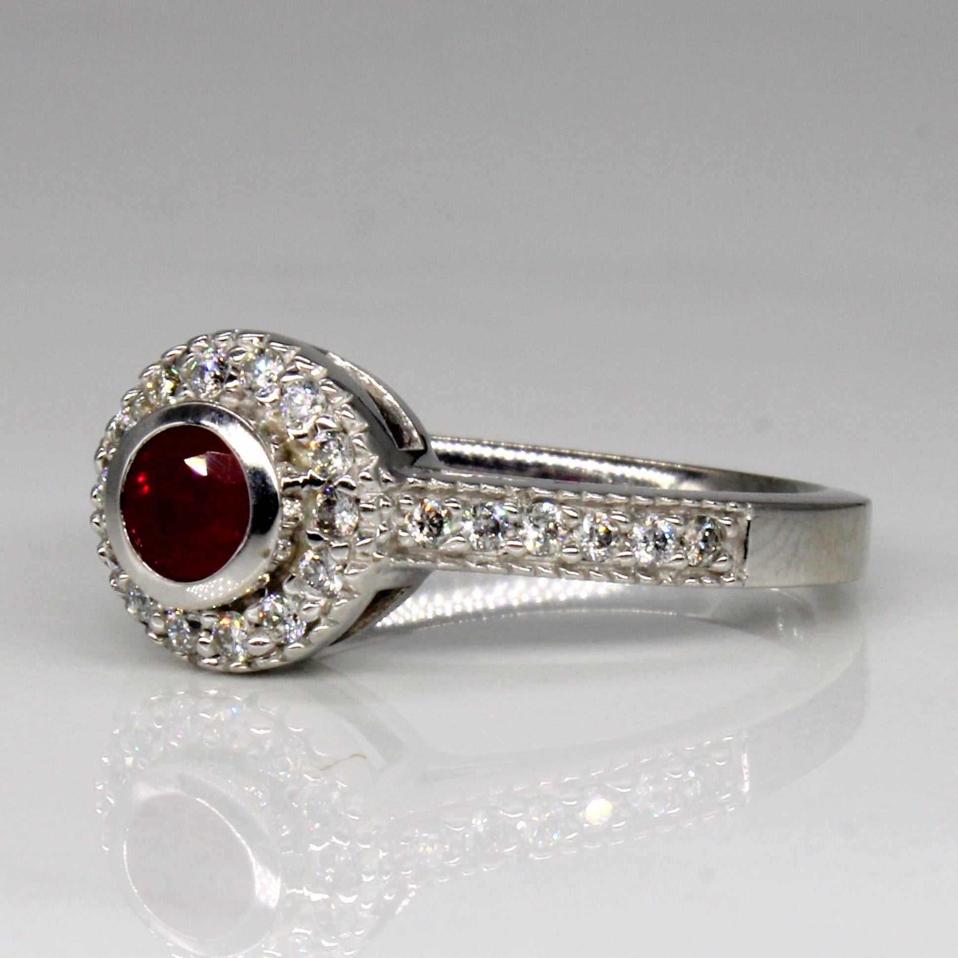 Ruby & Diamond Halo Set Ring | 0.27ct, 0.20ctw | SZ 6.5 |