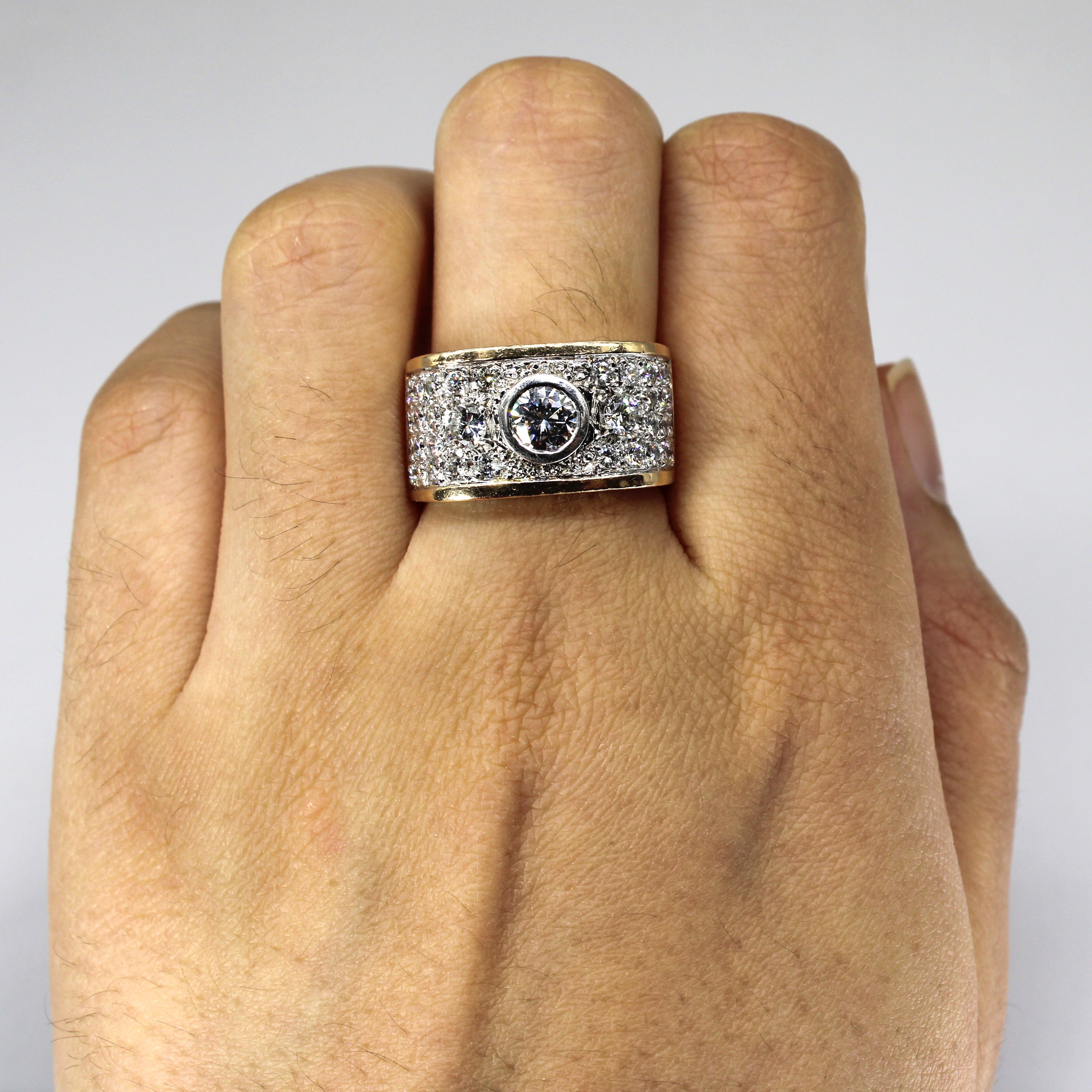 Bague large en or sertie de diamants | 1,88 ct VS2 G/H | Taille 8,75 |