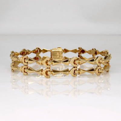 Vintage Italian 18k Yellow Gold Unique Link Bracelet | 7.5