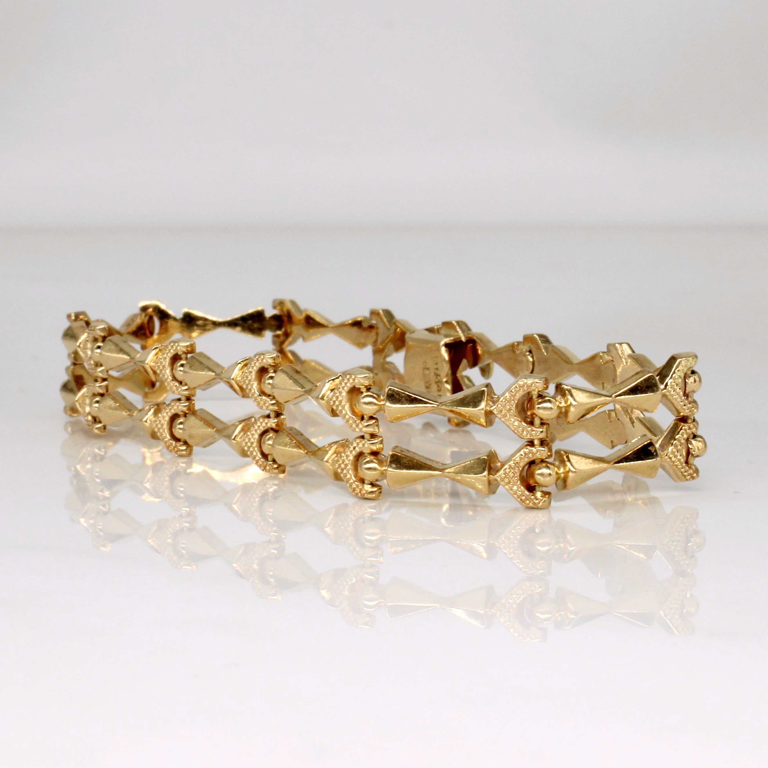 Vintage Italian 18k Yellow Gold Unique Link Bracelet | 7.5" |
