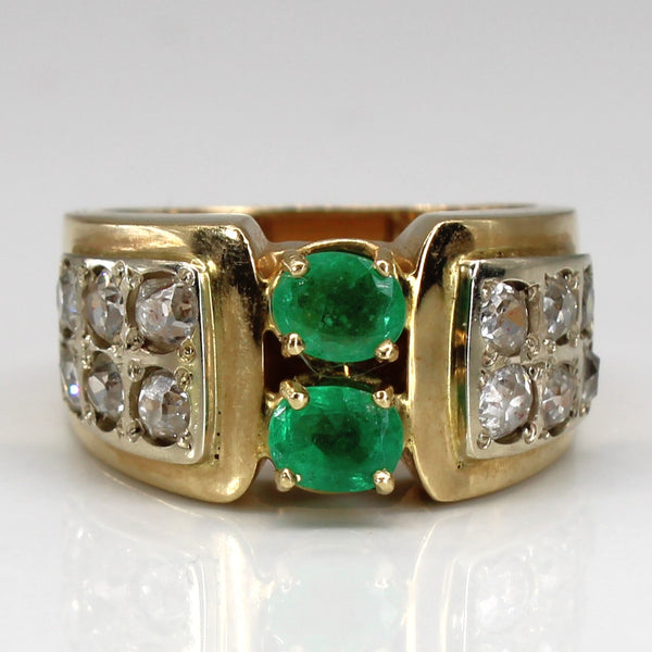 Cluster Diamond & Emerald Gold Ring | 1.00ctw | 0.64ctw | SZ 6.75 |