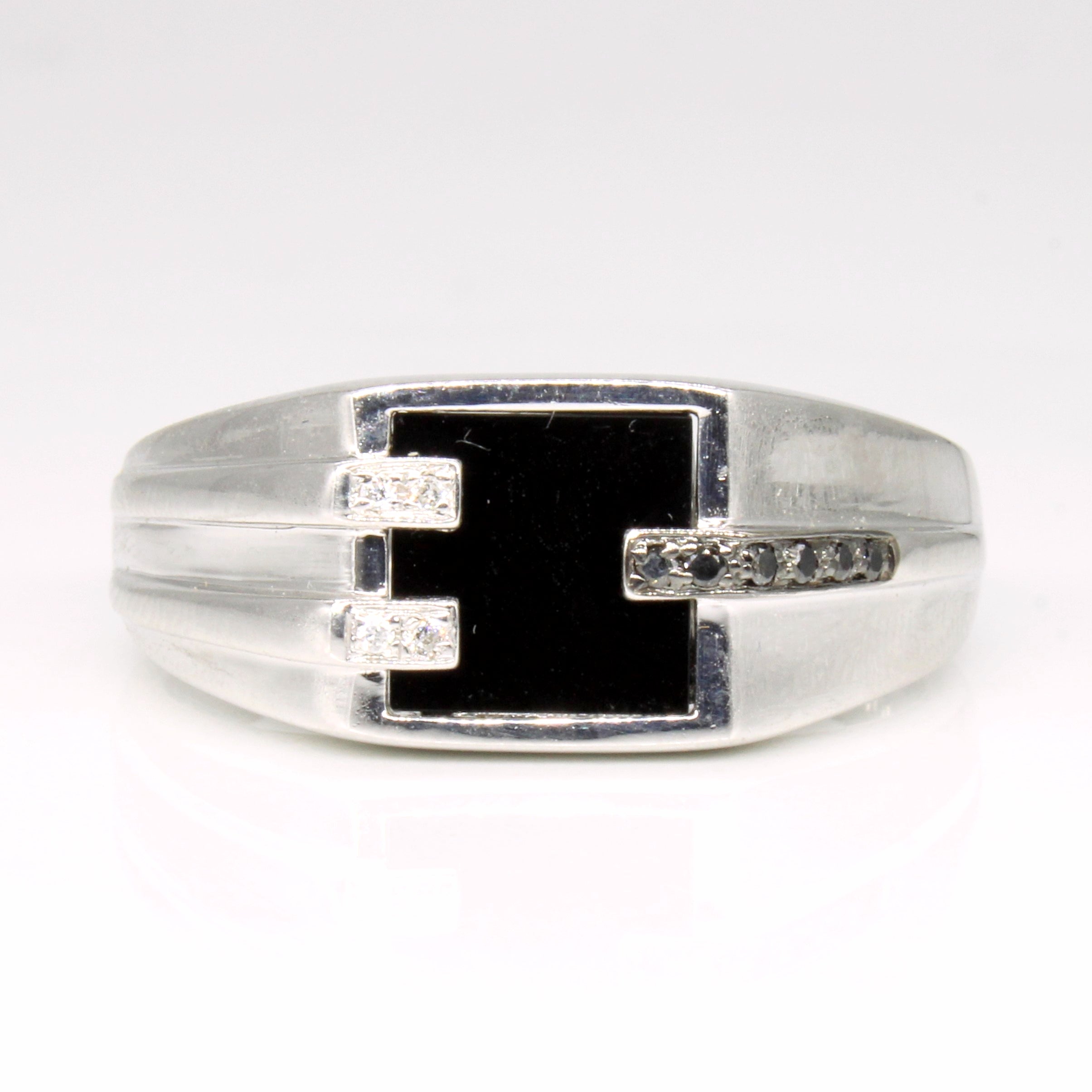 Onyx & Diamond Cocktail Ring | 1.00ct, 0.05ctw | SZ 11.5 |