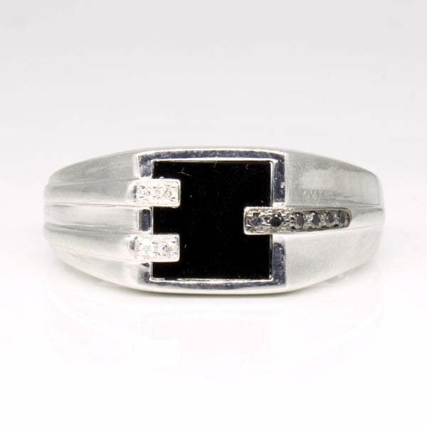 Onyx & Diamond Cocktail Ring | 1.00ct, 0.05ctw | SZ 12.75 |