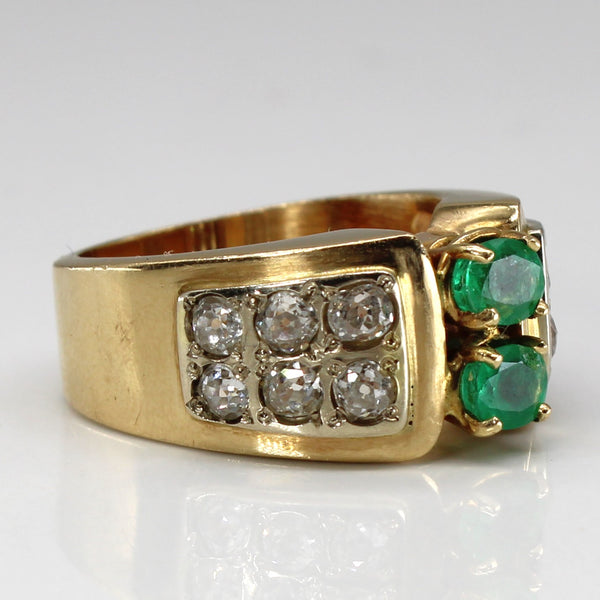 Cluster Diamond & Emerald Gold Ring | 1.00ctw | 0.64ctw | SZ 6.75 |