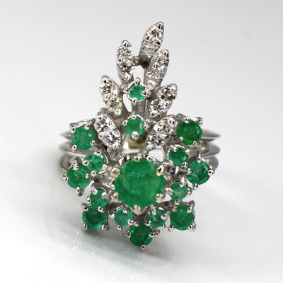 High Set Emerald & Diamond Cocktail Ring | 1.60ctw | 0.35ctw | SZ 8.25 |
