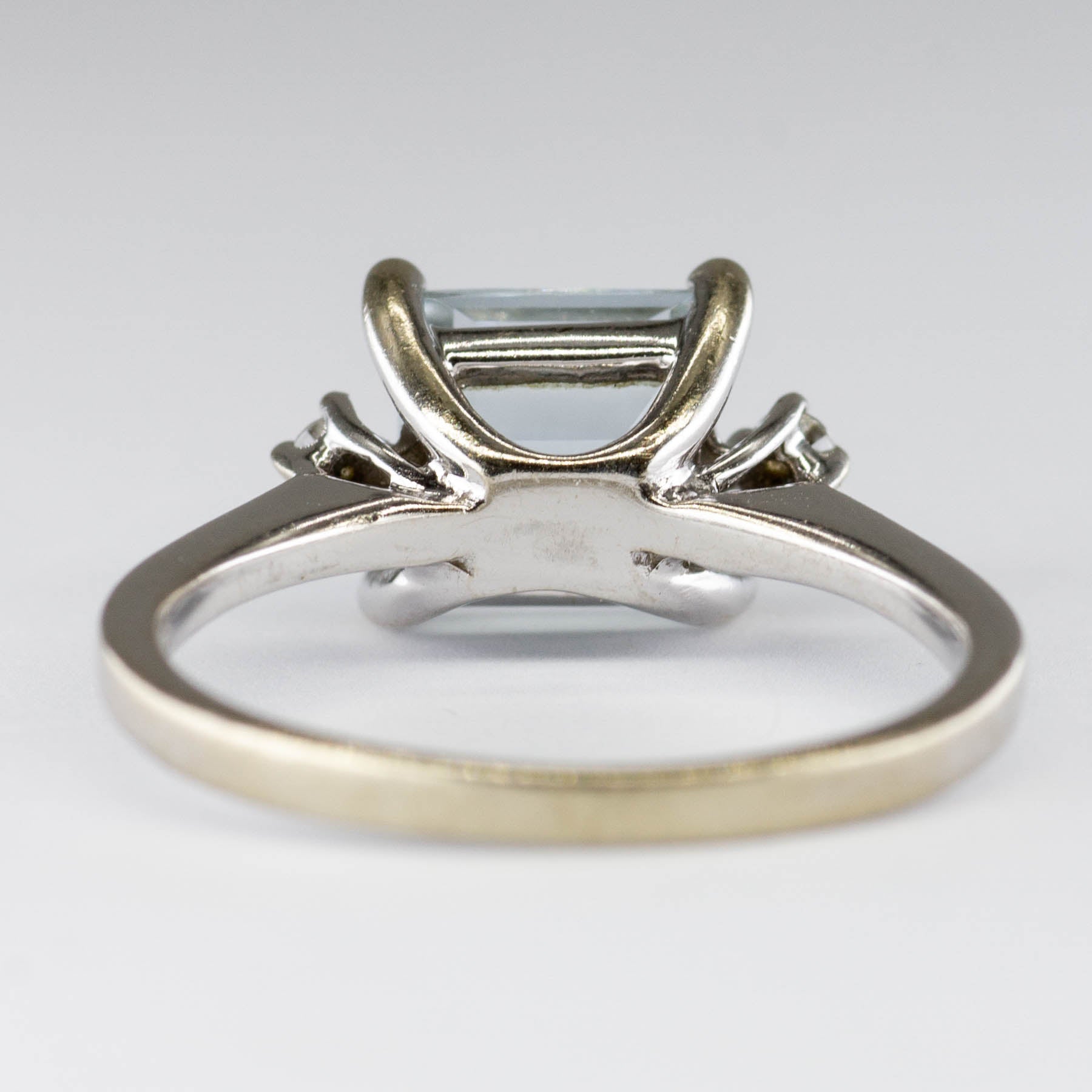 14k White Gold Square Cut Aquamarine and Diamond Ring | 1.50ct | SZ 6