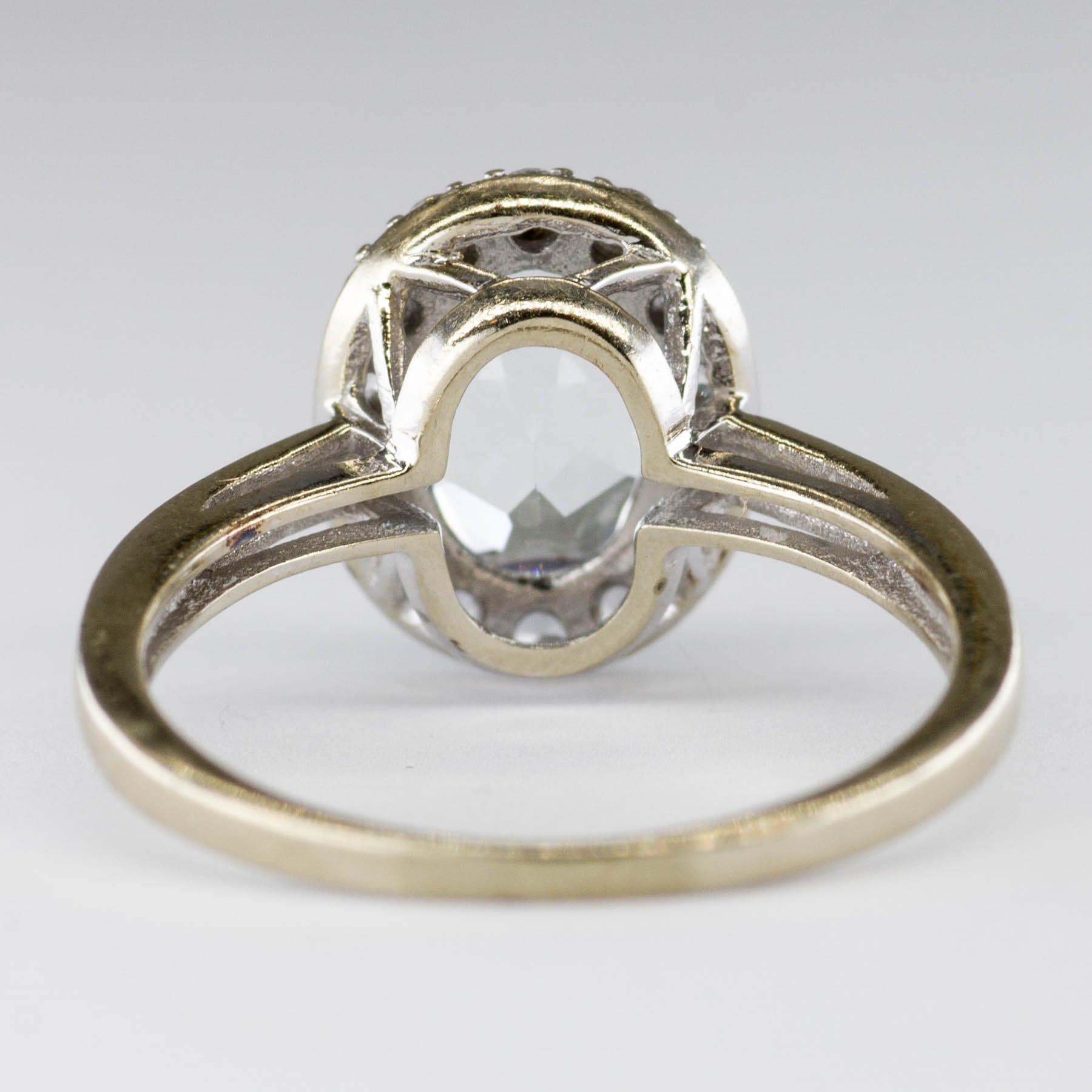 14k White Gold Oval Aquamarine, Topaz and Diamond Ring | 1.12ctw | SZ5.5