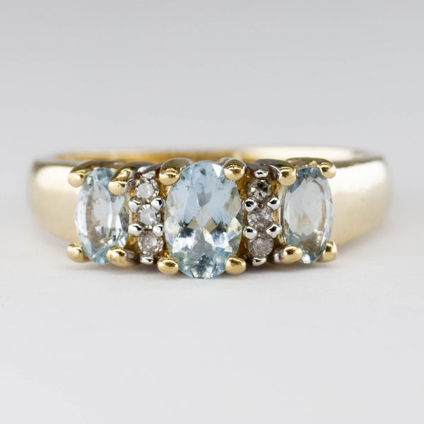10k Yellow Gold Aquamarine and Diamond Ring | 0.75ctw | SZ 6