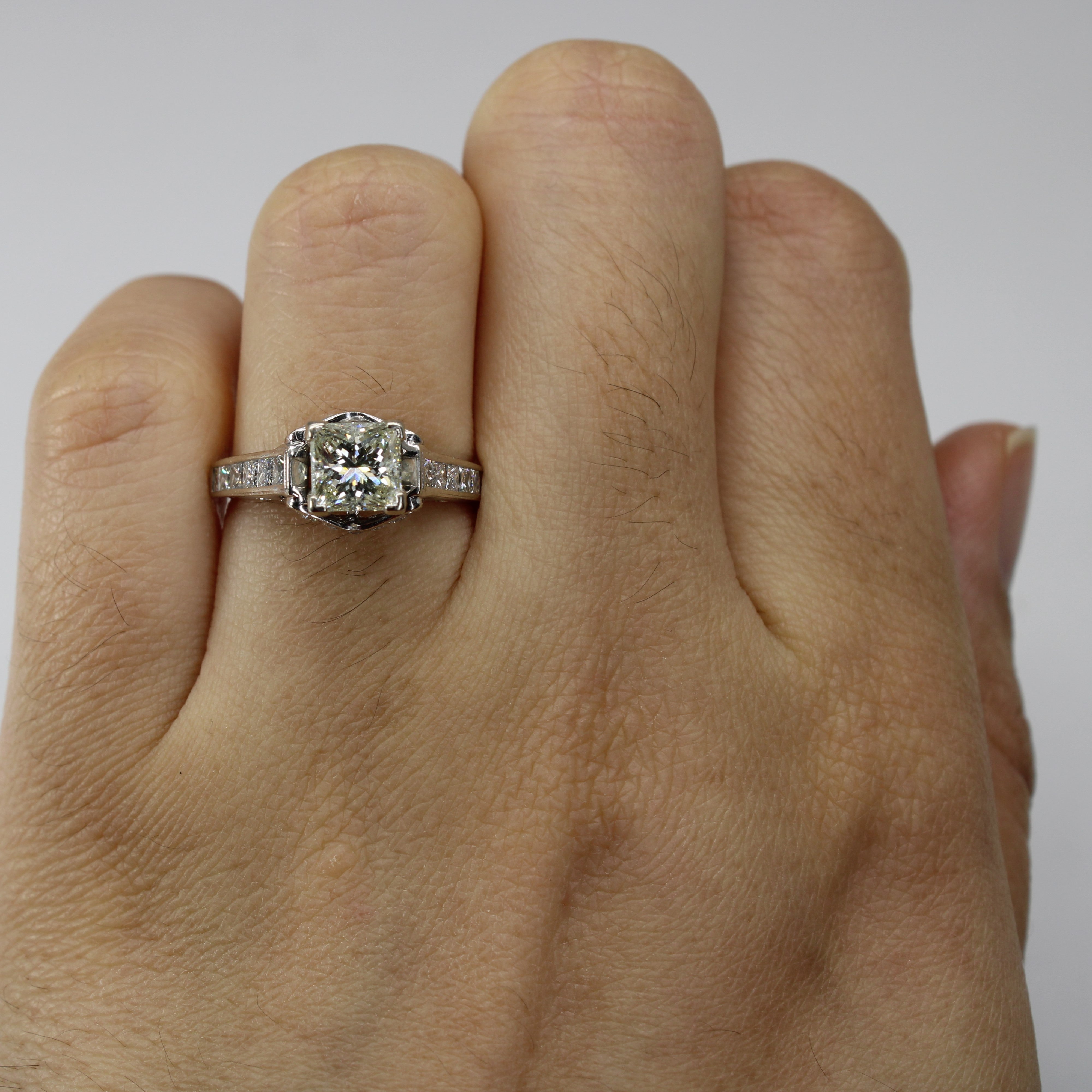 High Set Princess Diamond Engagement Ring | 1.76ctw SI1 K | SZ 5.5 |