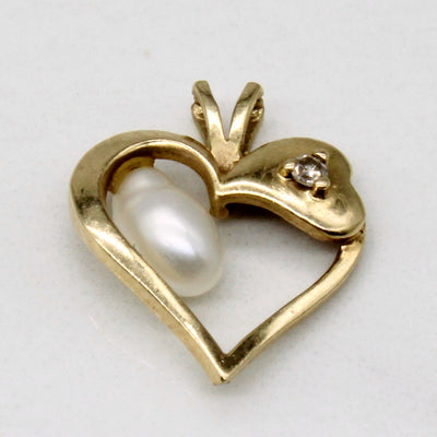 Baroque Pearl & Diamond Heart Pendant | 0.01ct |