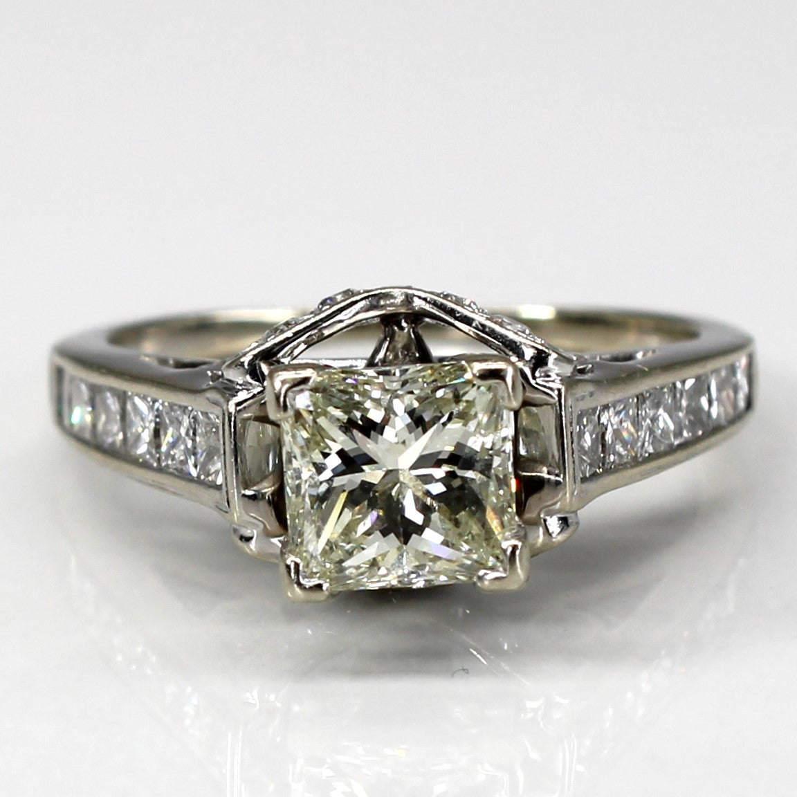 High Set Princess Diamond Engagement Ring | 1.76ctw SI1 K | SZ 5.5 |