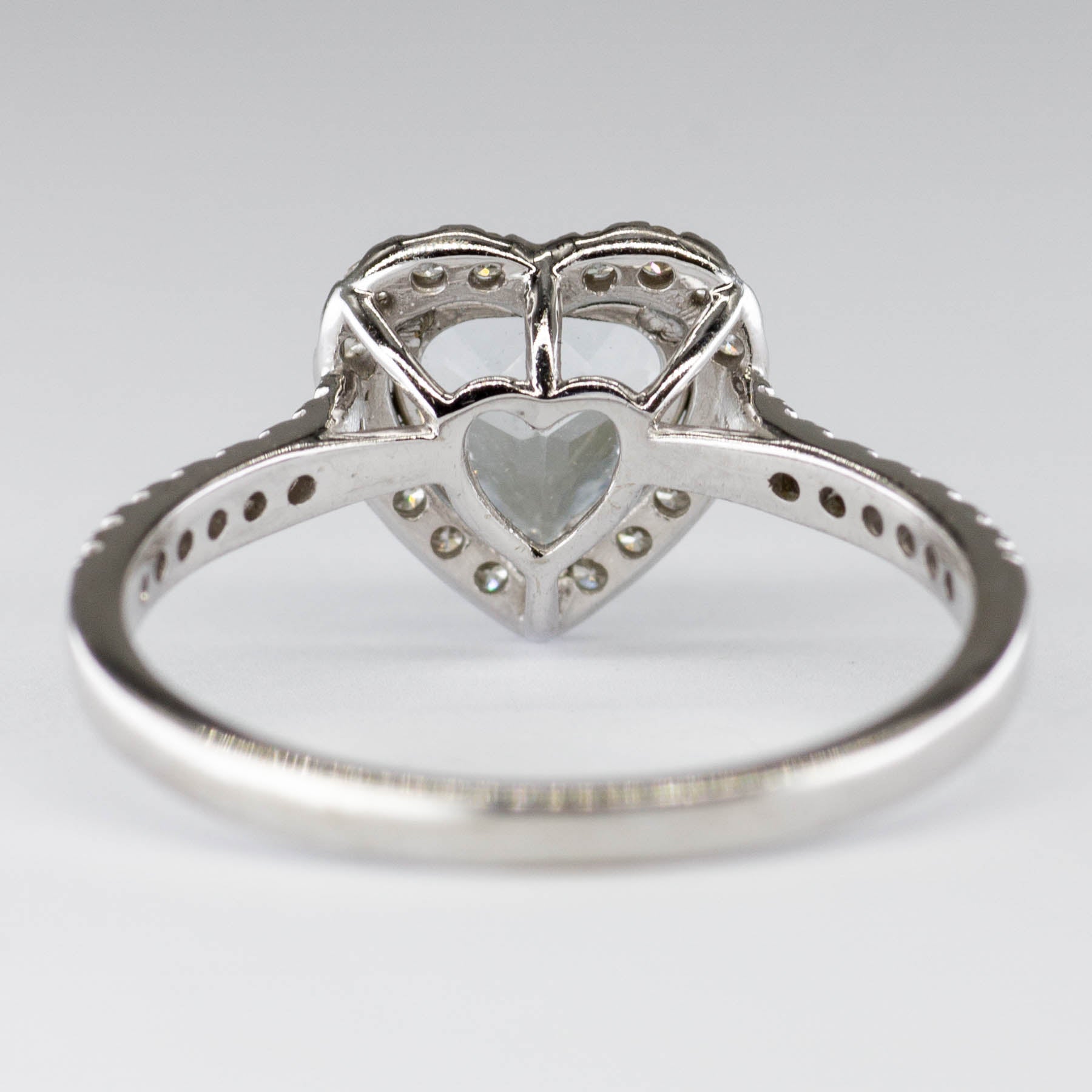 18k White Gold Heart Cut Aquamarine and Diamond Ring | 1.25ctw | SZ 7