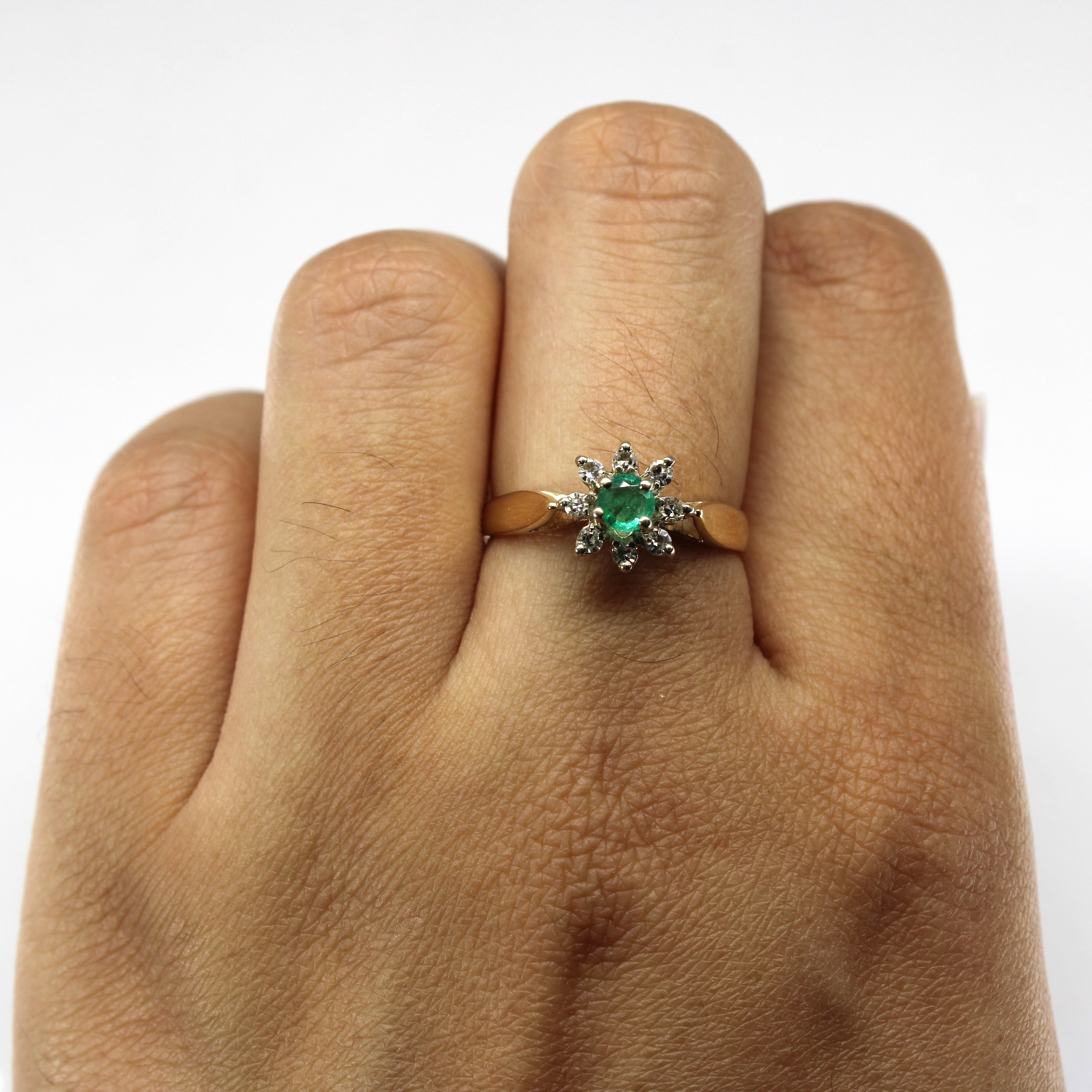 Emerald & Diamond Cocktail Ring | 0.20ctw | 0.16ctw | SZ 7 |