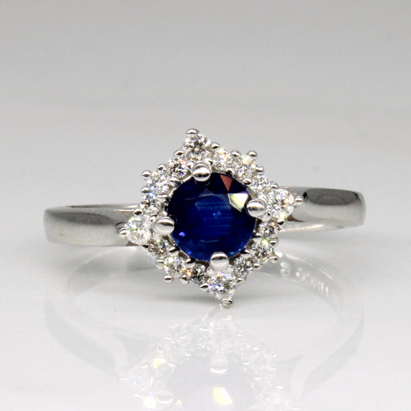 Sapphire & Diamond Halo Ring | 0.40ct, 0.12ctw | SZ 5.75 |