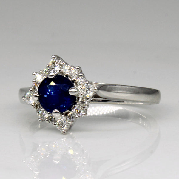 Sapphire & Diamond Halo Ring | 0.40ct, 0.12ctw | SZ 5.75 |