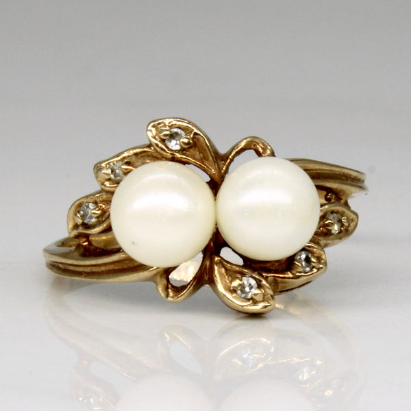 Pearl & Diamond Cocktail Ring | 0.03ctw | SZ 6.5 |