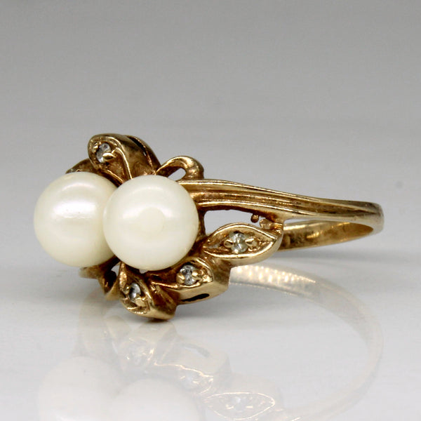 Pearl & Diamond Cocktail Ring | 0.03ctw | SZ 6.5 |