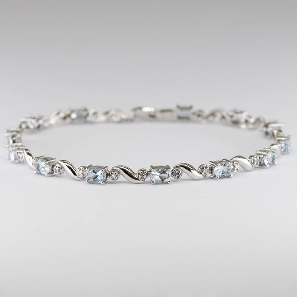 10k White Gold Aquamarine and Diamond Bracelet | 1.94ctw | 7