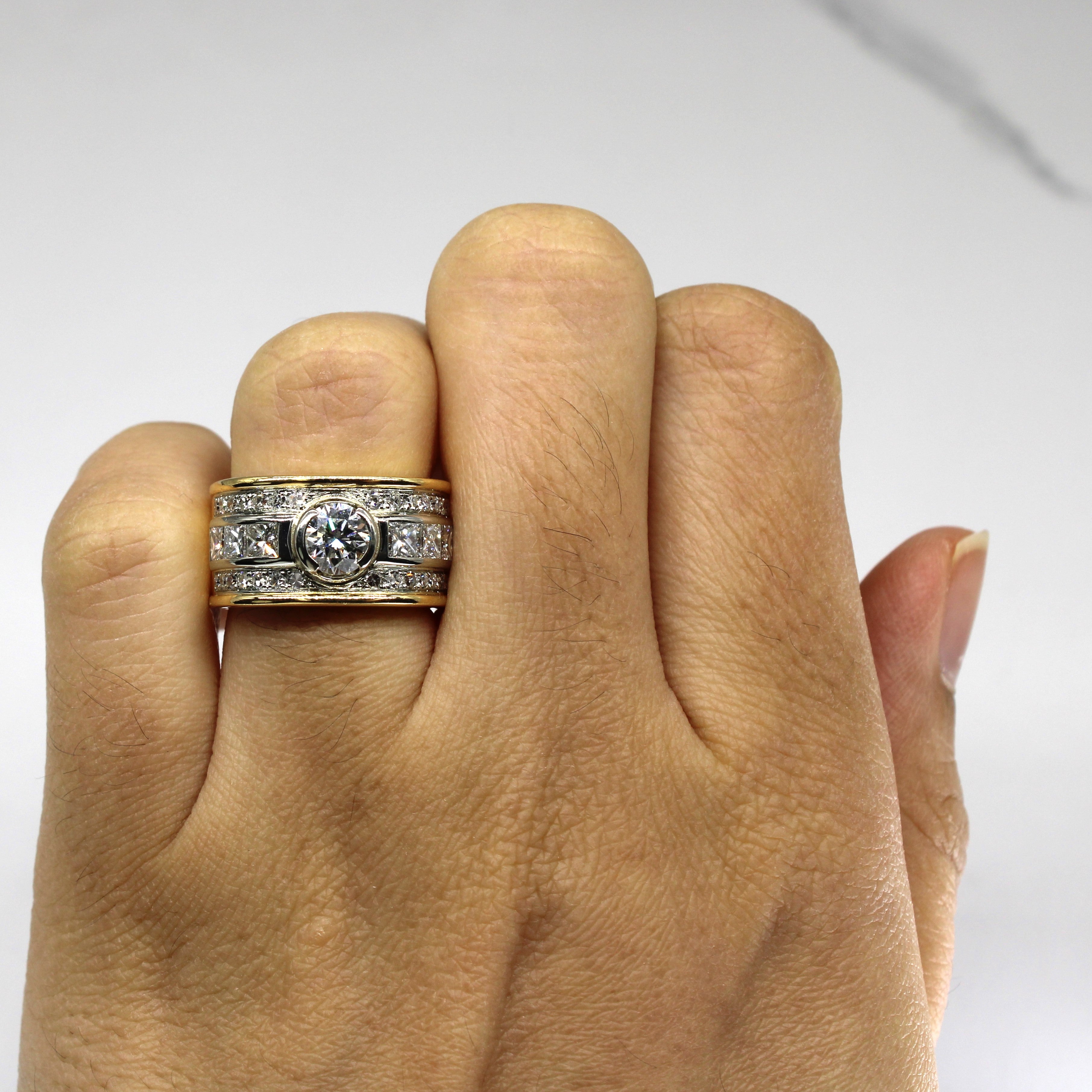 Bezel Diamond Wide Gold Ring | 2.01ctw | SZ 5.25 |
