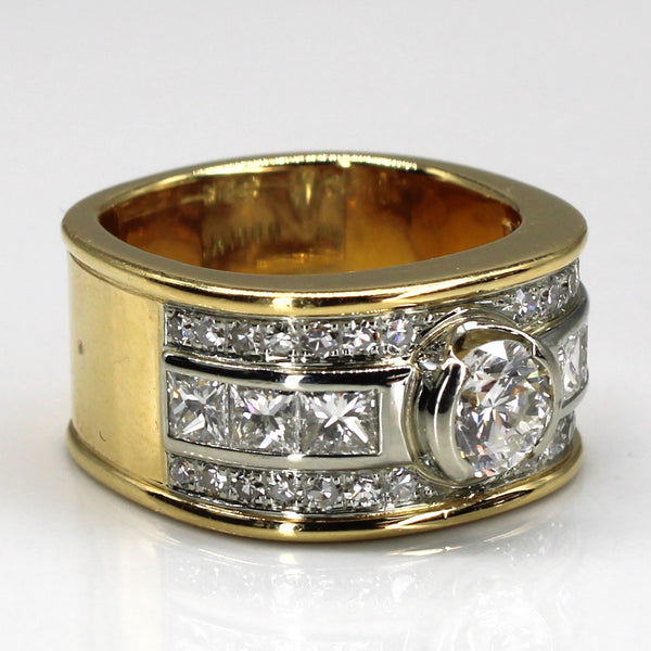 Bezel Diamond Wide Gold Ring | 2.01ctw | SZ 5.25 |