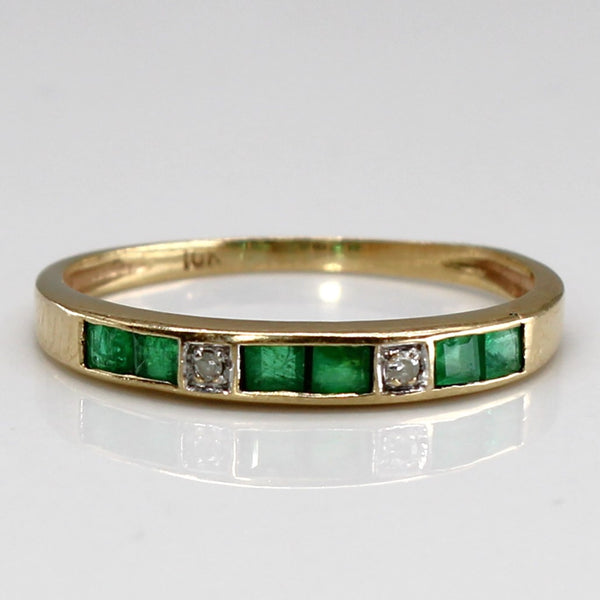 Emerald & Diamond Gold Band | 0.18ctw | 0.01ctw | SZ 6.25 |