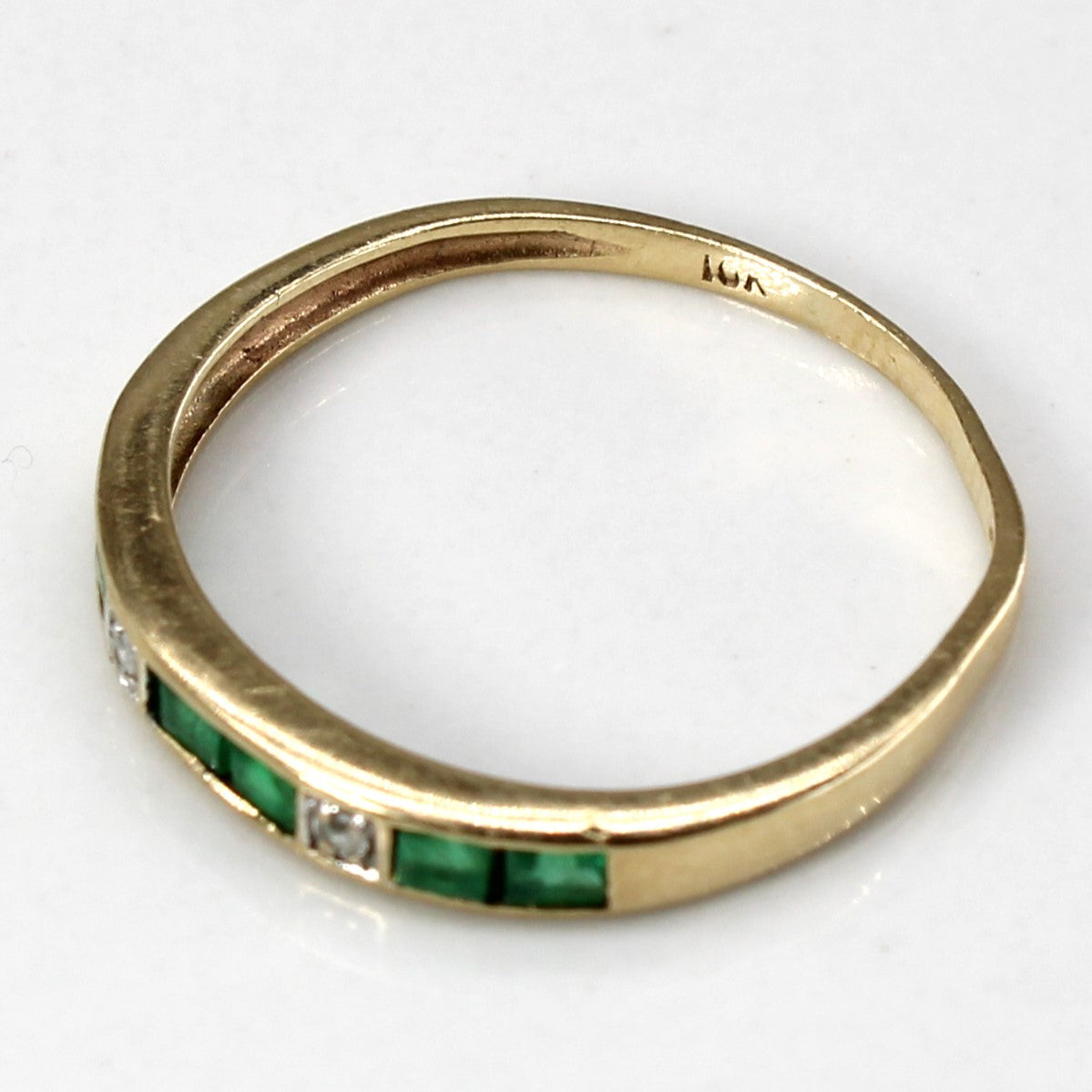 Emerald & Diamond Gold Band | 0.18ctw | 0.01ctw | SZ 6.25 |