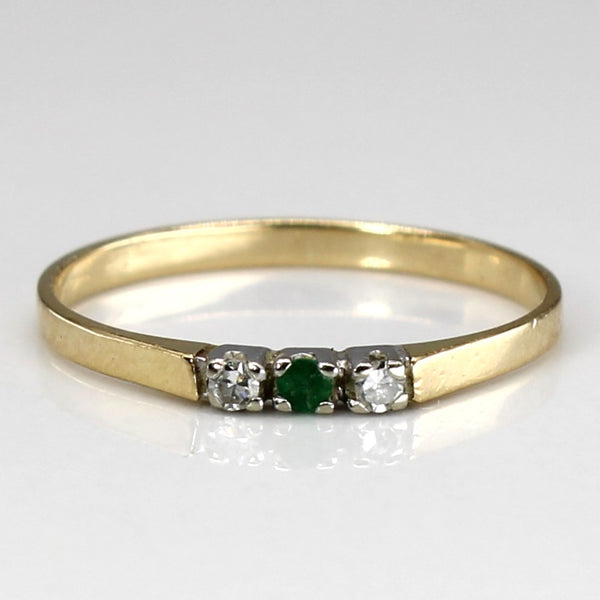 Three Stone Emerald & Diamond Ring | 0.02ct | 0.03ctw | SZ 4.25 |