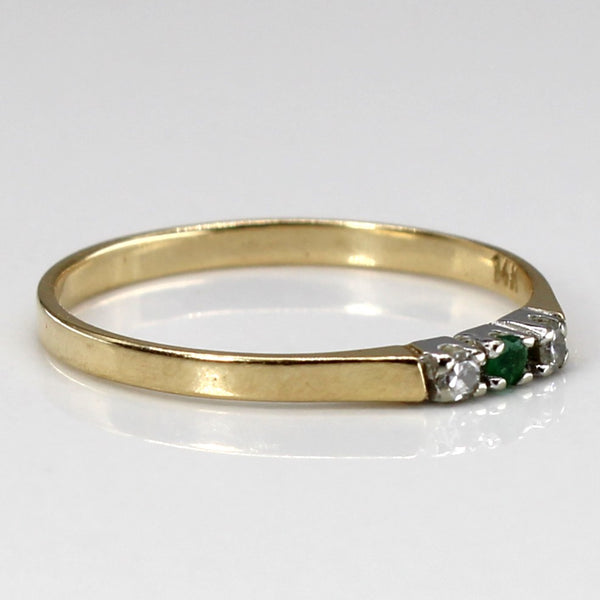 Three Stone Emerald & Diamond Ring | 0.02ct | 0.03ctw | SZ 4.25 |