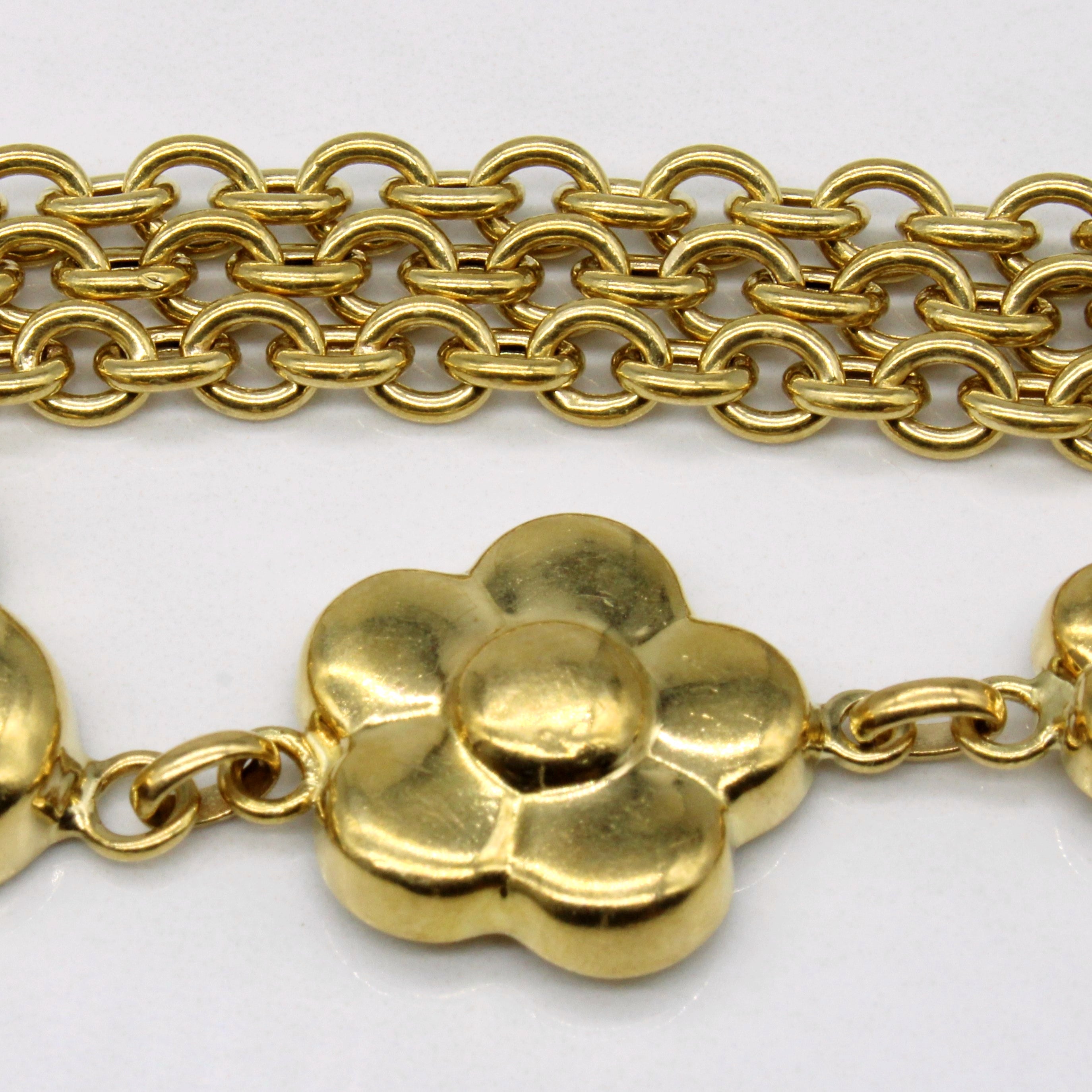 18k Yellow Gold Flower Bracelet | 7" |