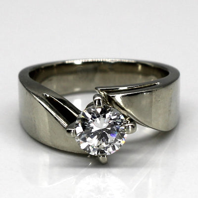 Offset Solitaire Diamond White Gold Ring | 0.55ct VS2 H/I | SZ 3.75 |