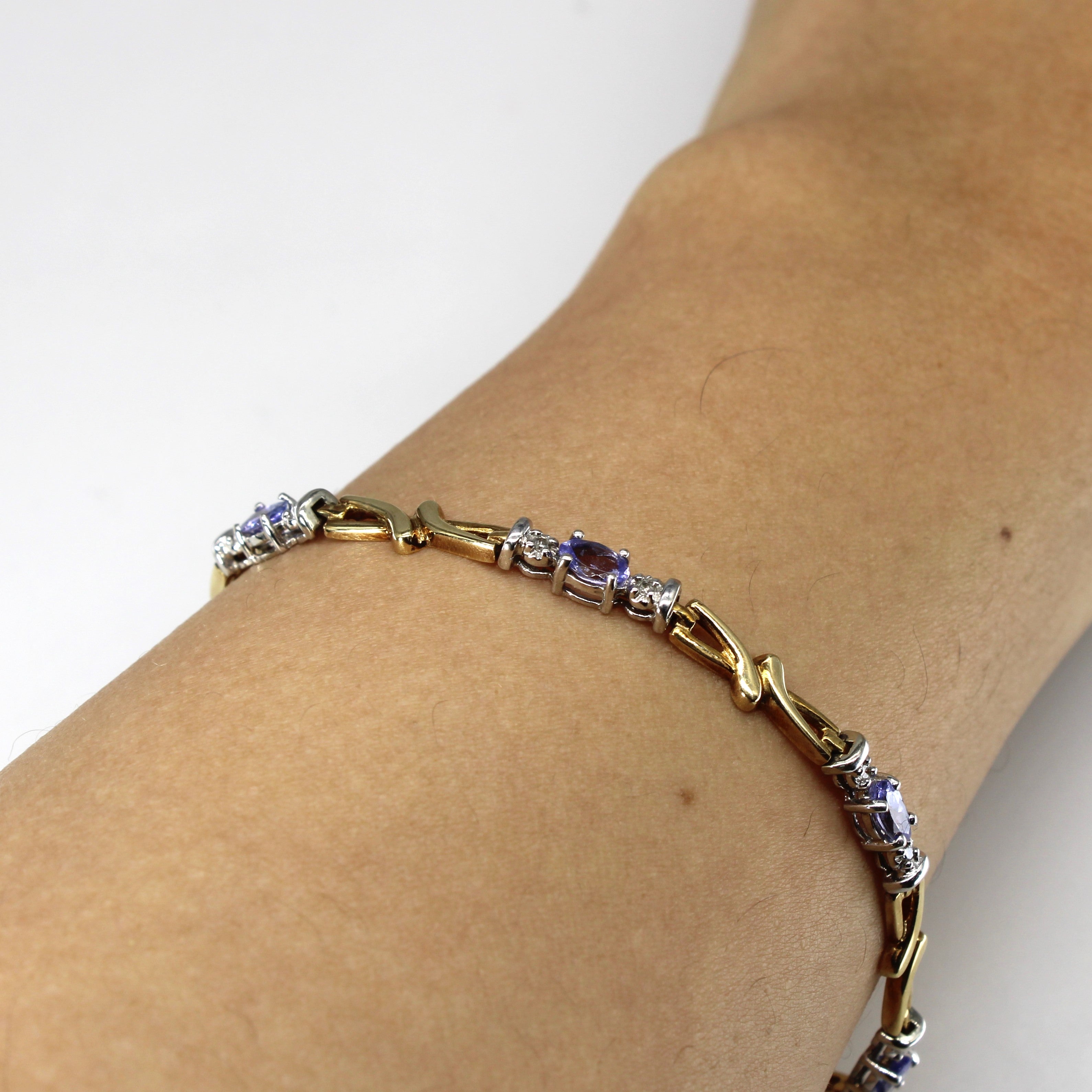 Tanzanite & Diamond Chain Bracelet | 1.40ctw | 0.14ctw | 7.5"|