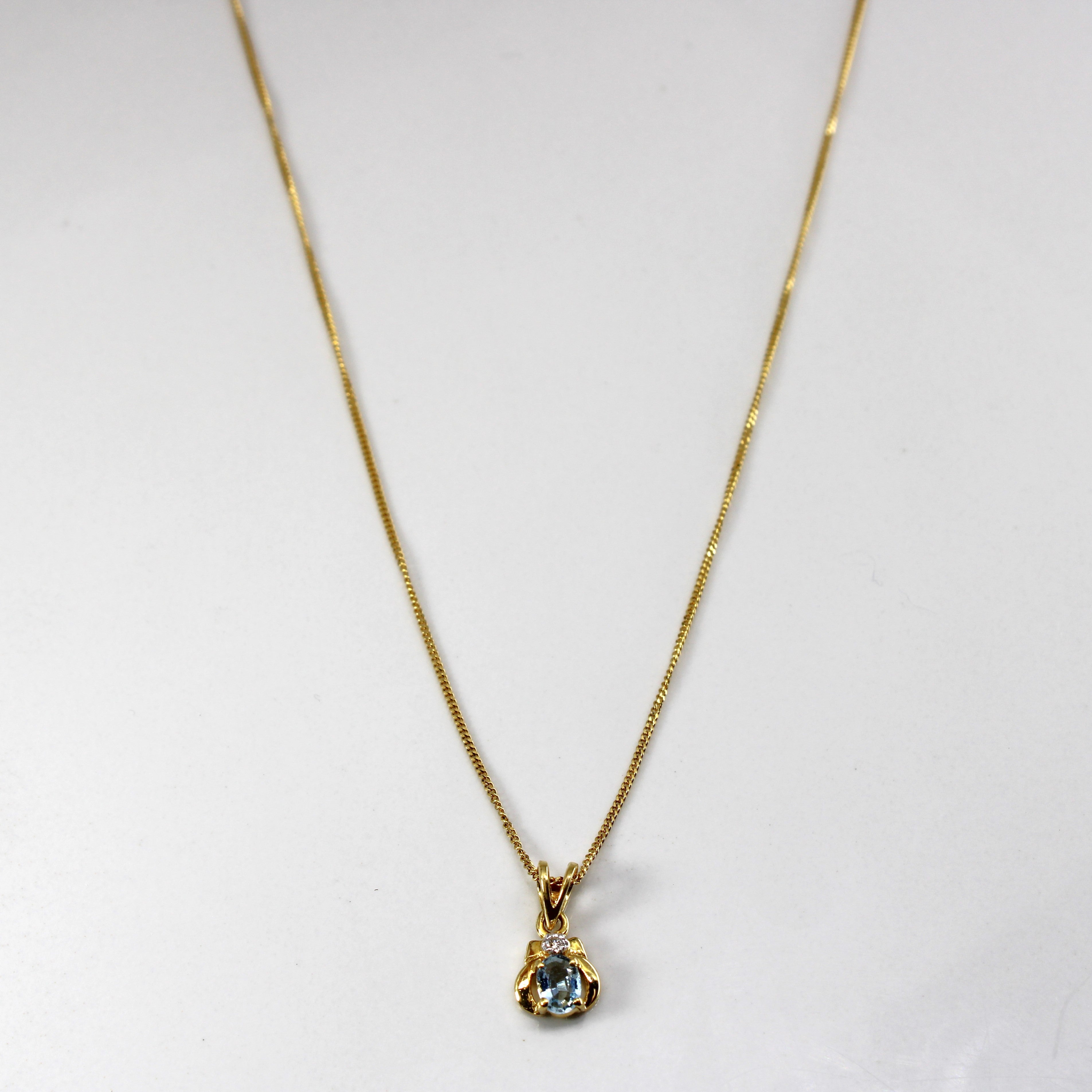 Collier pendentif aigue-marine et diamants | 0,16 ct | 0,02 ct au total | 45,7 cm (18 po) 